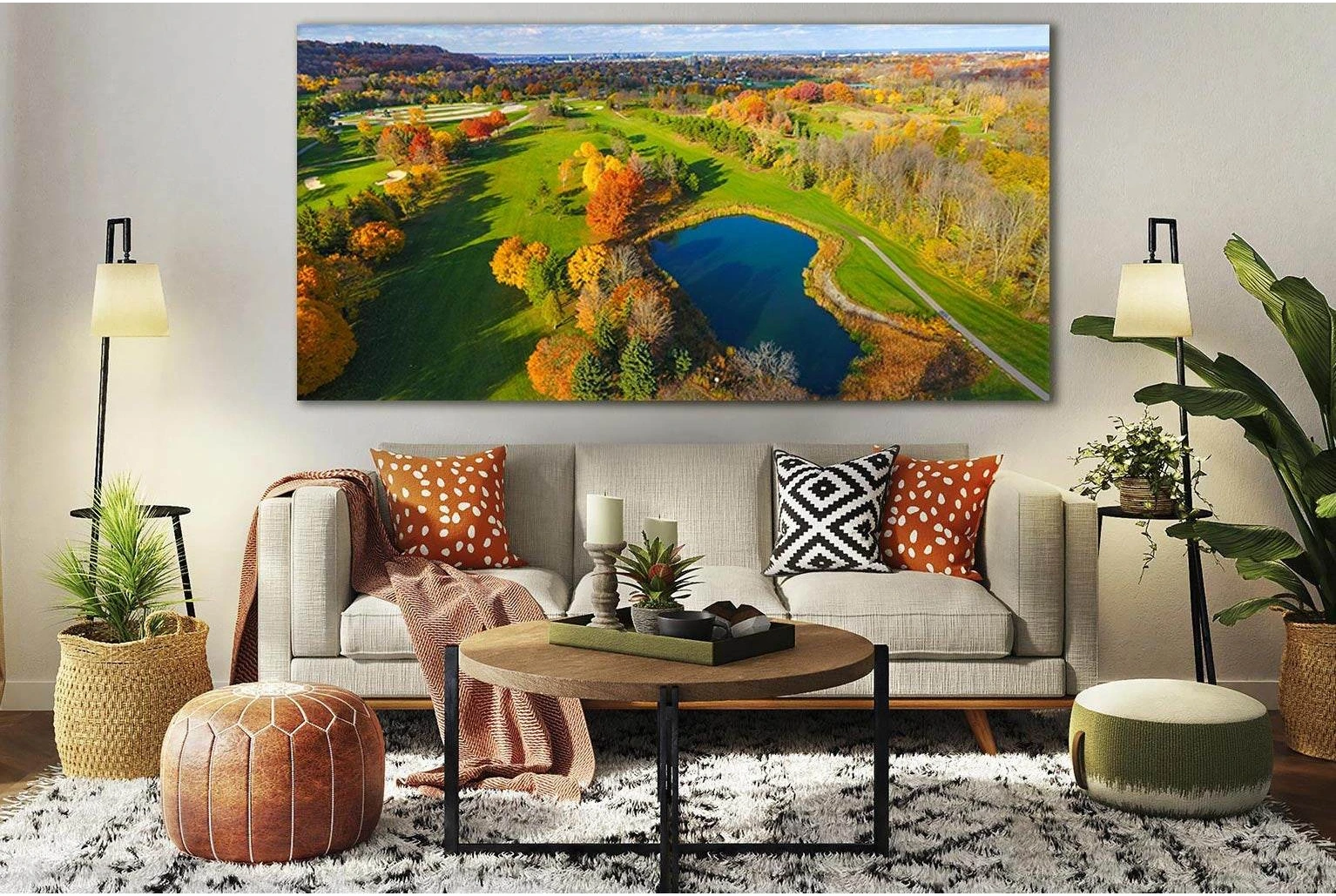 Golf Course In Hamilton On A Sunny Autumn №SL662 Ready to Hang Canvas Print - Zellart Canvas Prints 0new, ALL_Products, Autumn Wall Art