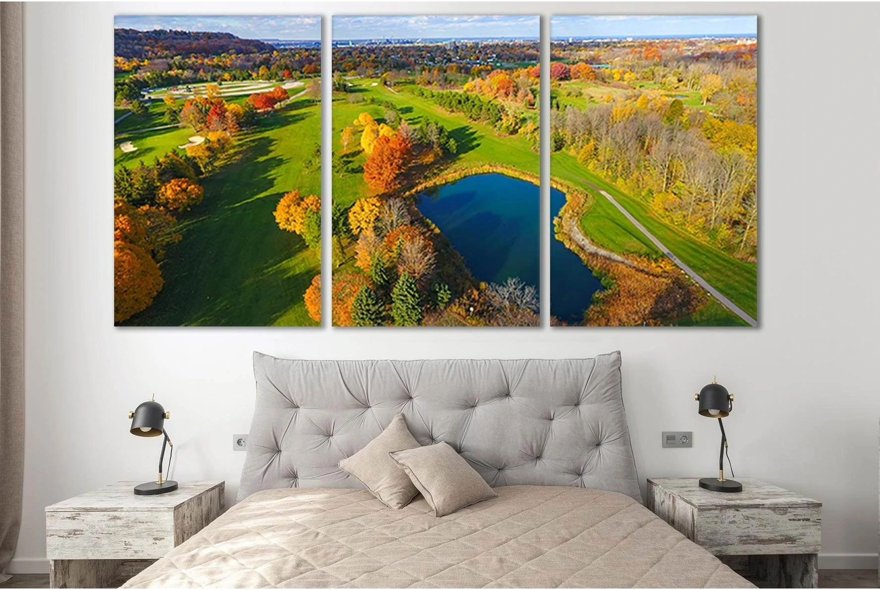 Golf Course In Hamilton On A Sunny Autumn №SL662 Ready to Hang Canvas Print - Zellart Canvas Prints 0new, ALL_Products, Autumn Wall Art