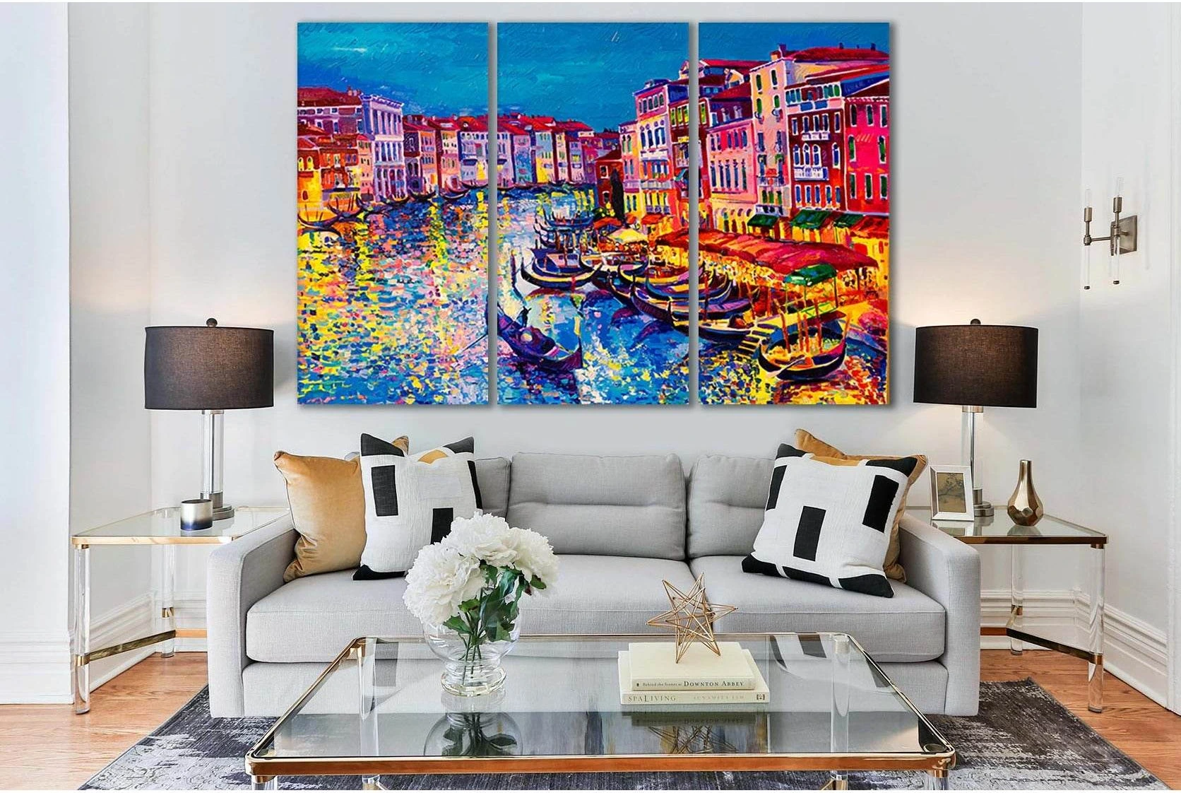 Gondolas And Colour Reflections №SL608 Ready to Hang Canvas Print - Zellart Canvas Prints 0new, ALL_Products, Oil Painting Wall Art