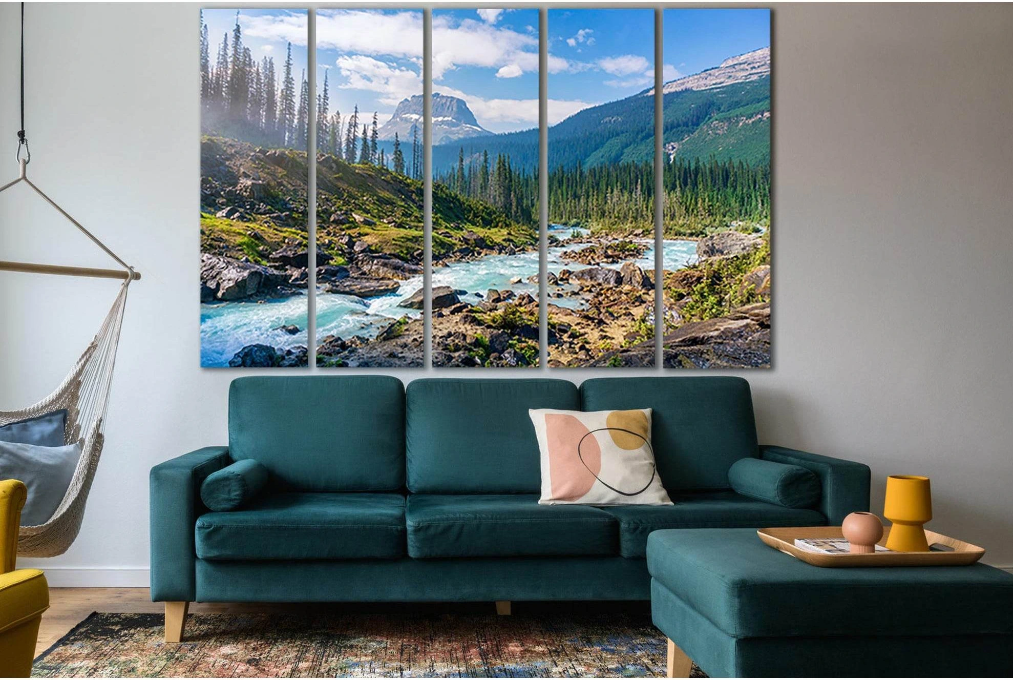 Gorgeous Mountain River №SL1592 Ready to Hang Canvas Print - Zellart Canvas Prints 0new, ALL_Products, Mountains Wall Art, Nature Wall Art