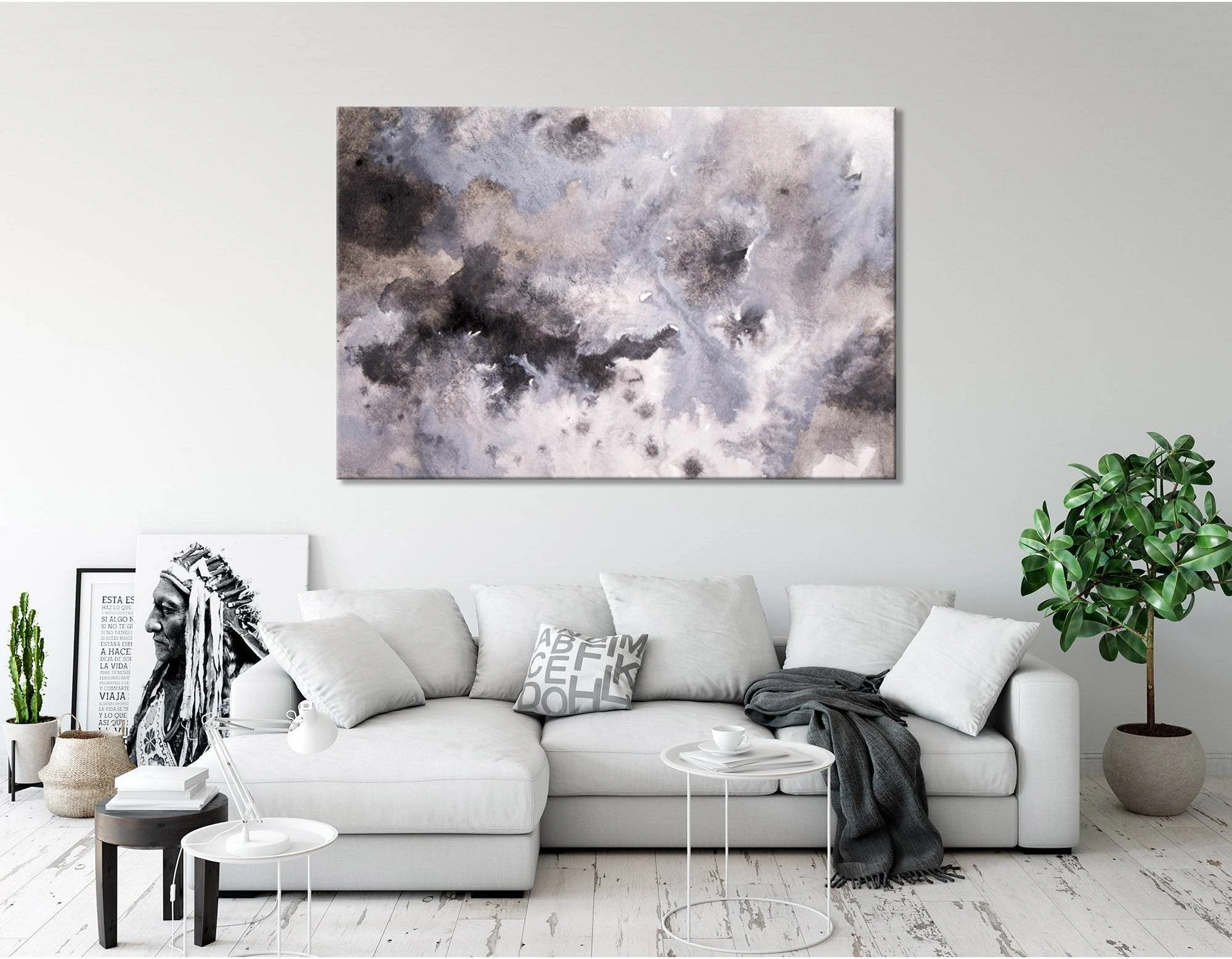 Gray Abstract №04366 Ready to Hang Canvas Print - Zellart Canvas Prints ALL_Products