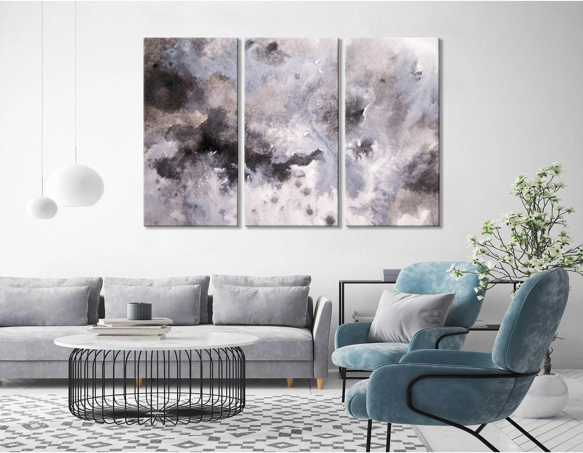 Gray Abstract №04366 Ready to Hang Canvas Print - Zellart Canvas Prints ALL_Products
