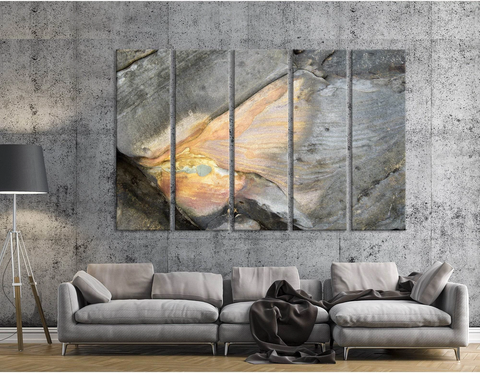 Gray And Orange Abstract №04380 Ready to Hang Canvas Print - Zellart Canvas Prints ALL_Products