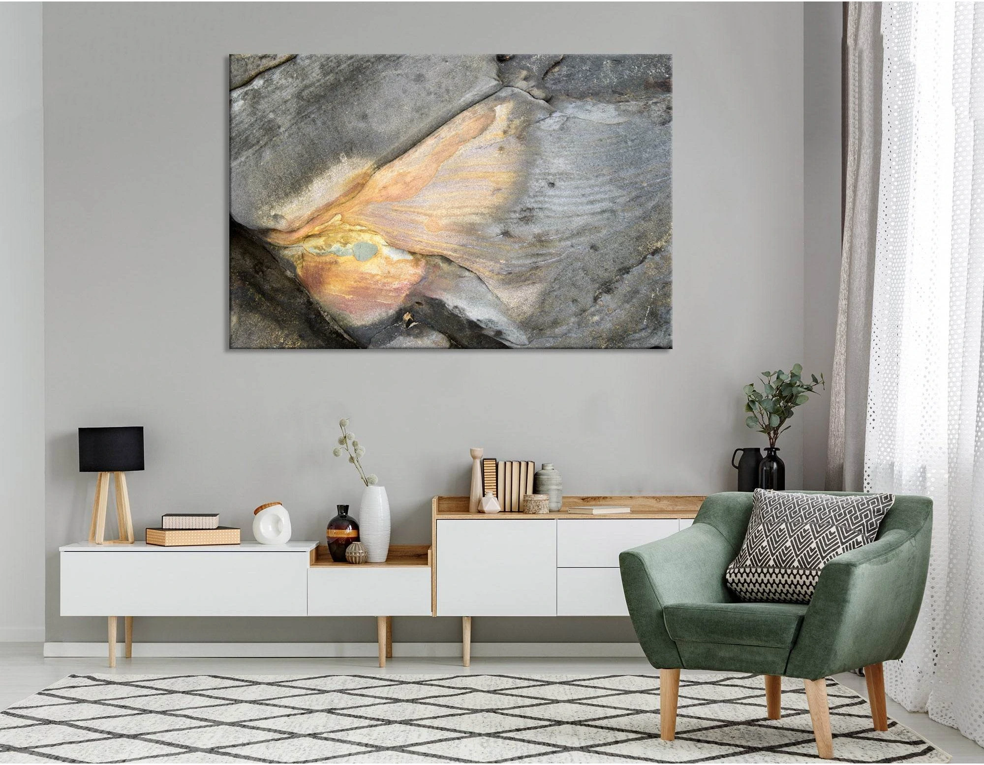 Gray And Orange Abstract №04380 Ready to Hang Canvas Print - Zellart Canvas Prints ALL_Products