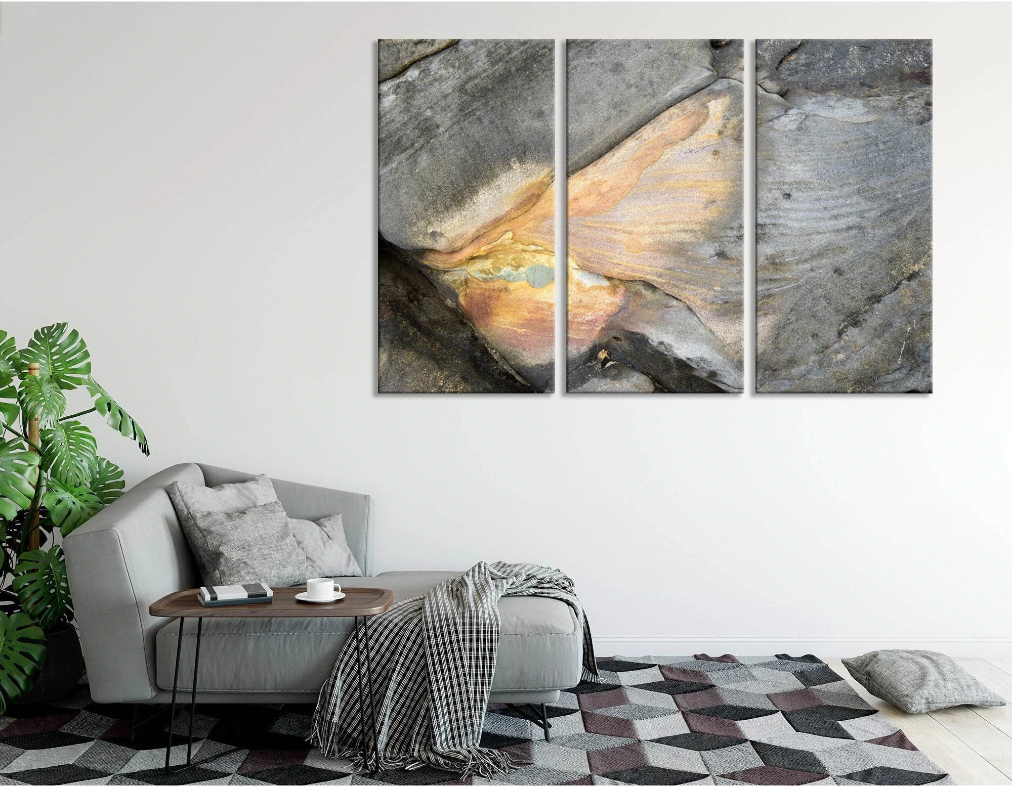 Gray And Orange Abstract №04380 Ready to Hang Canvas Print - Zellart Canvas Prints ALL_Products