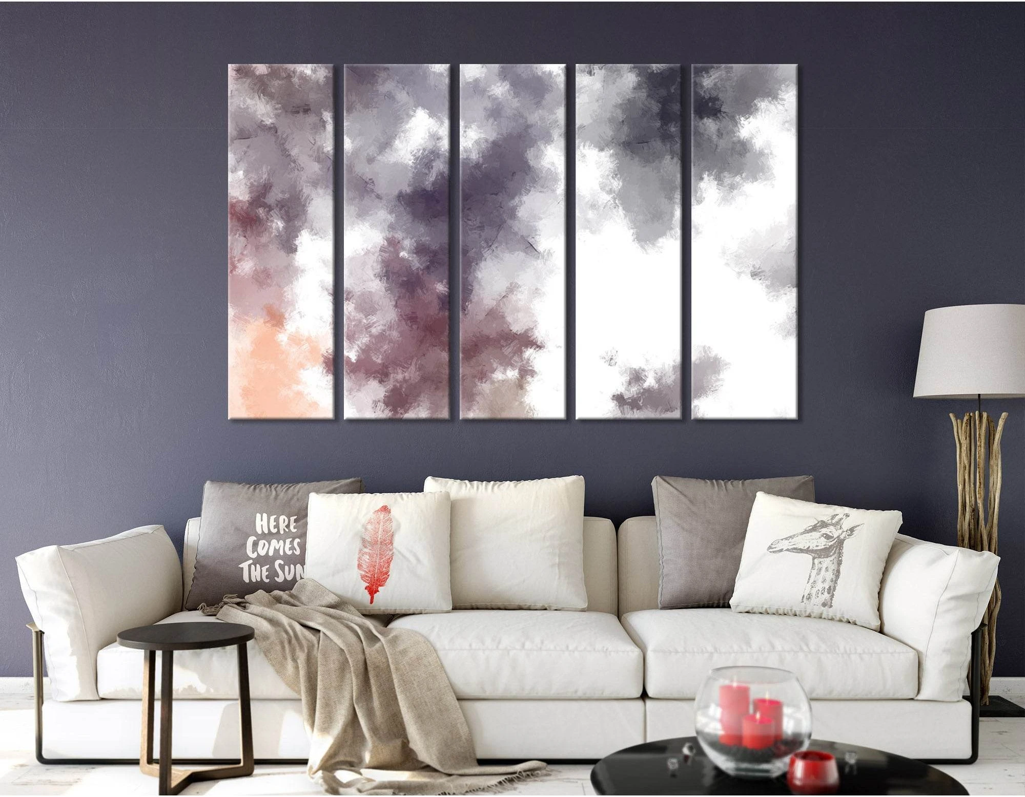 Gray And Purple Abstract №04377 Ready to Hang Canvas Print - Zellart Canvas Prints ALL_Products