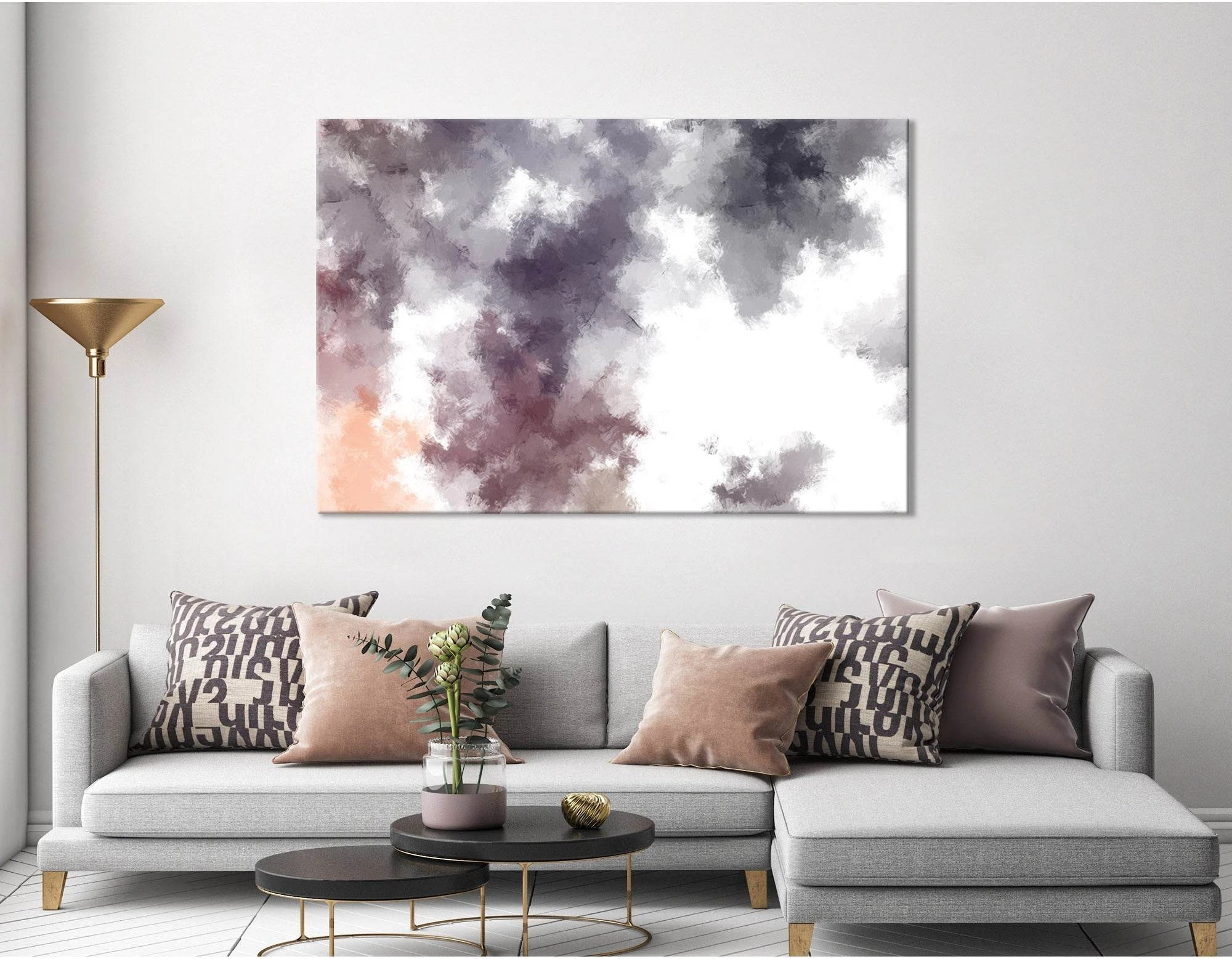 Gray And Purple Abstract №04377 Ready to Hang Canvas Print - Zellart Canvas Prints ALL_Products