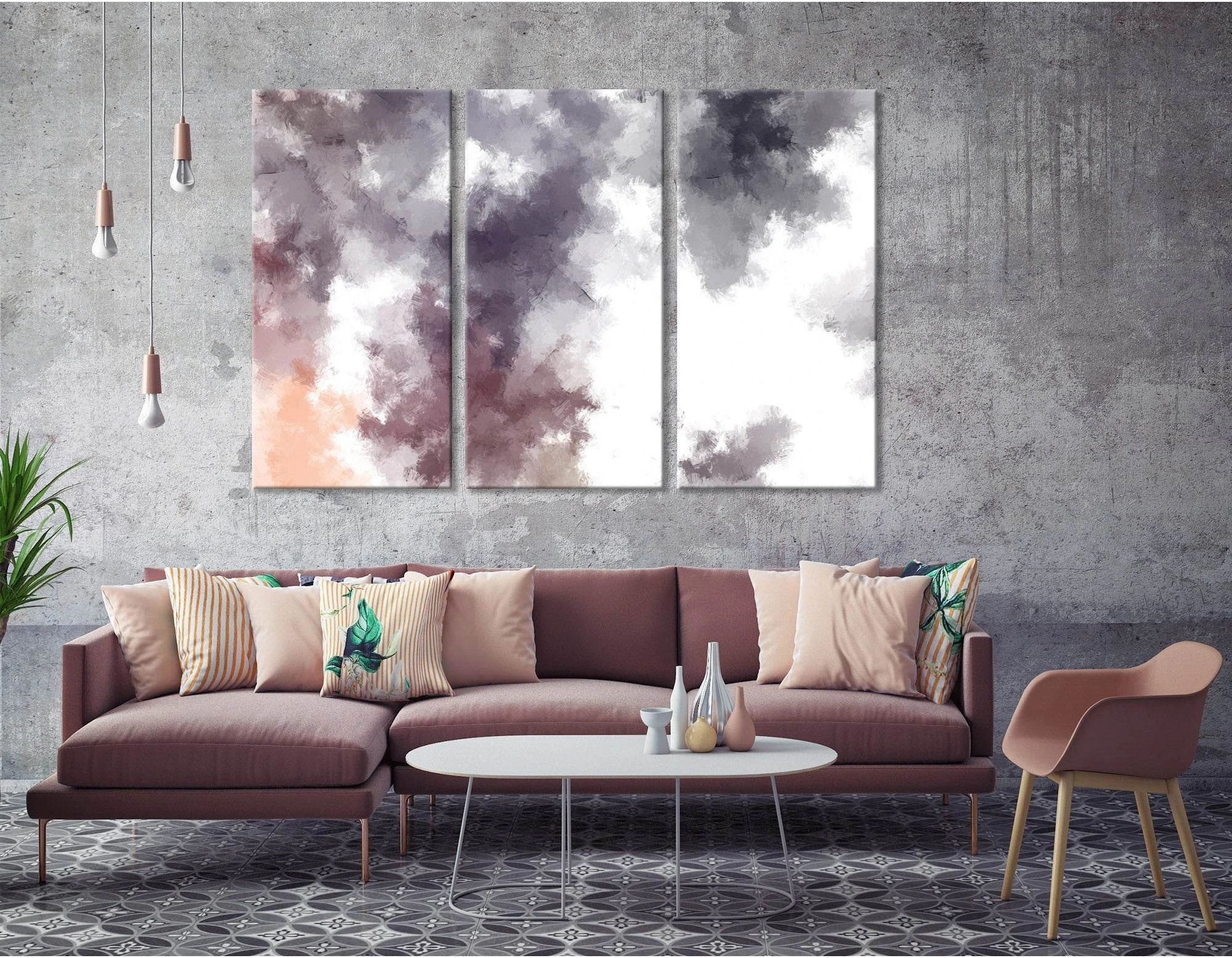 Gray And Purple Abstract №04377 Ready to Hang Canvas Print - Zellart Canvas Prints ALL_Products