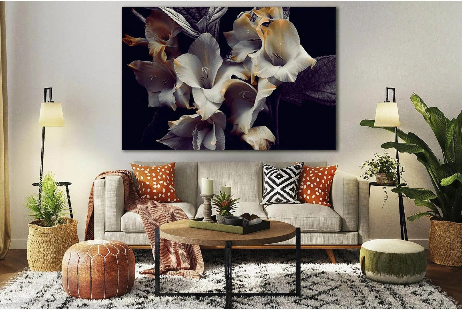 Gray And Yellow Flowers №SL708 Ready to Hang Canvas Print - Zellart Canvas Prints 0new, ALL_Products, Floral & Botanical Wall Art