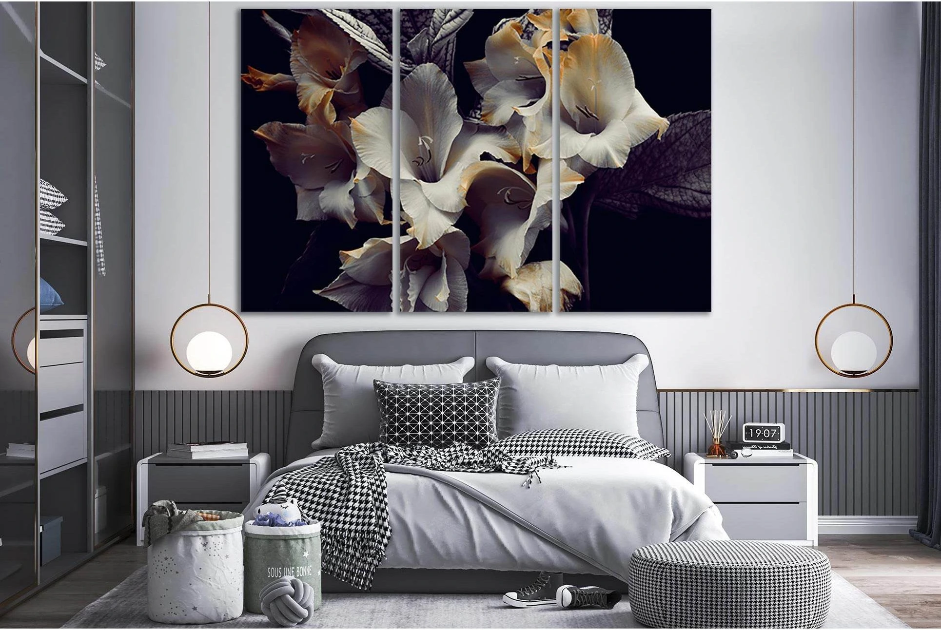 Gray And Yellow Flowers №SL708 Ready to Hang Canvas Print - Zellart Canvas Prints 0new, ALL_Products, Floral & Botanical Wall Art