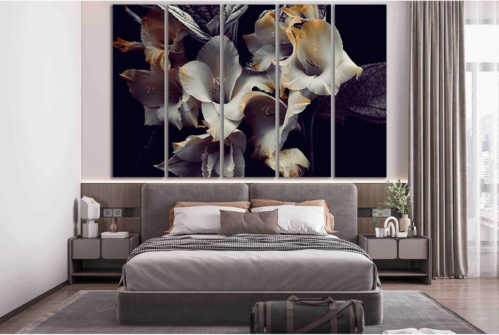 Gray And Yellow Flowers №SL708 Ready to Hang Canvas Print - Zellart Canvas Prints 0new, ALL_Products, Floral & Botanical Wall Art