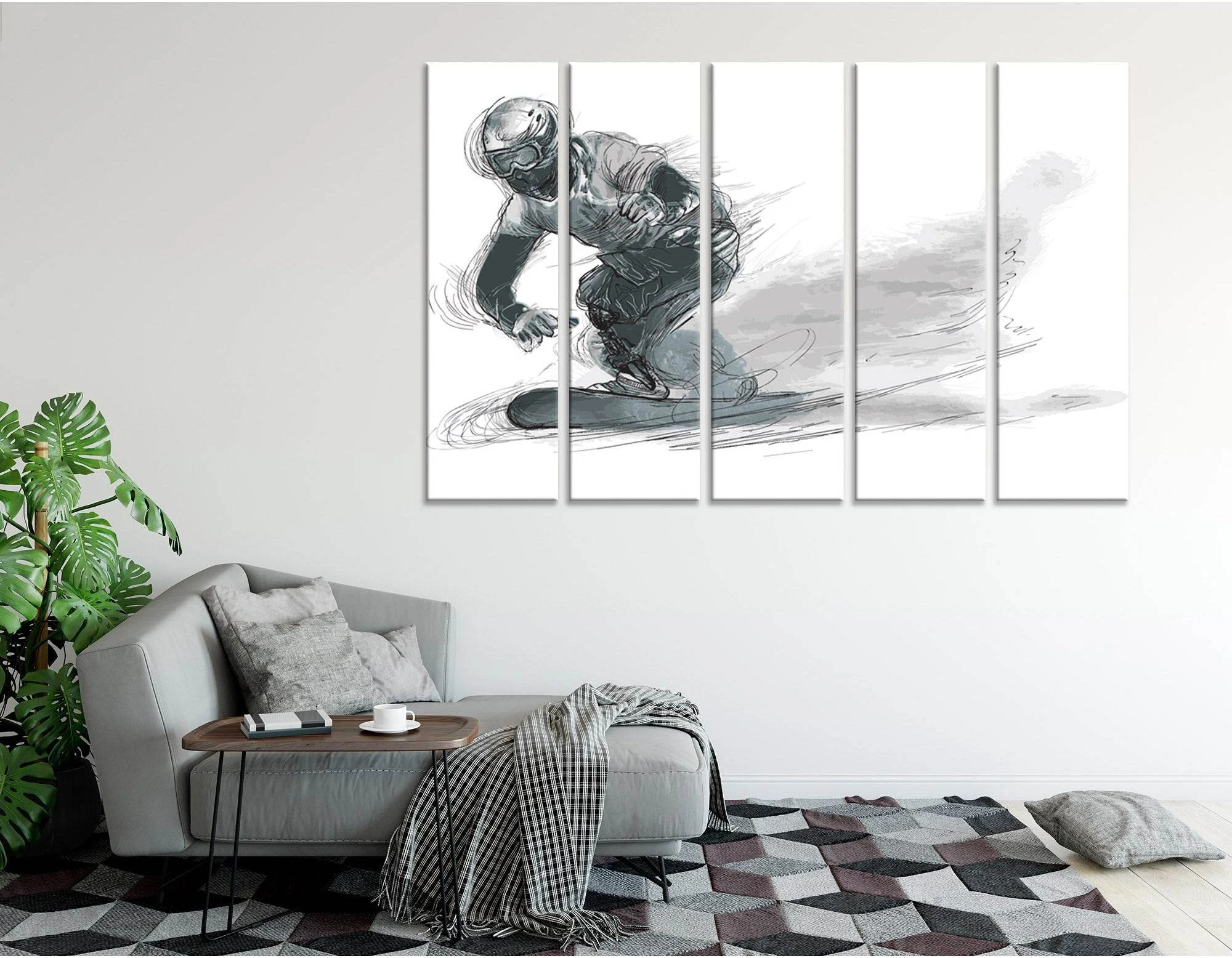 Gray Snowboarder №04436 Ready to Hang Canvas Print - Zellart Canvas Prints ALL_Products