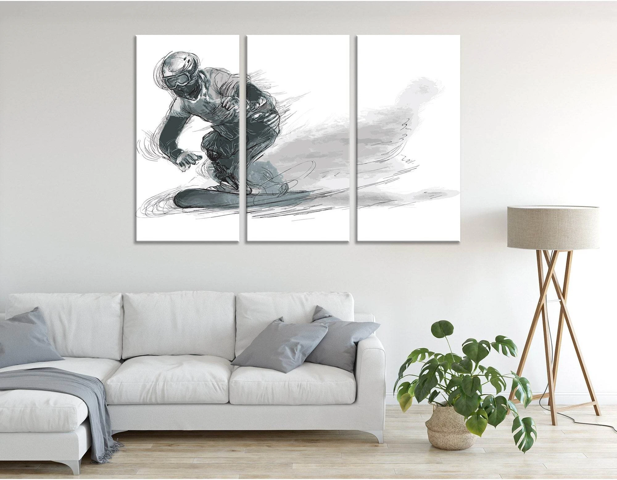 Gray Snowboarder №04436 Ready to Hang Canvas Print - Zellart Canvas Prints ALL_Products