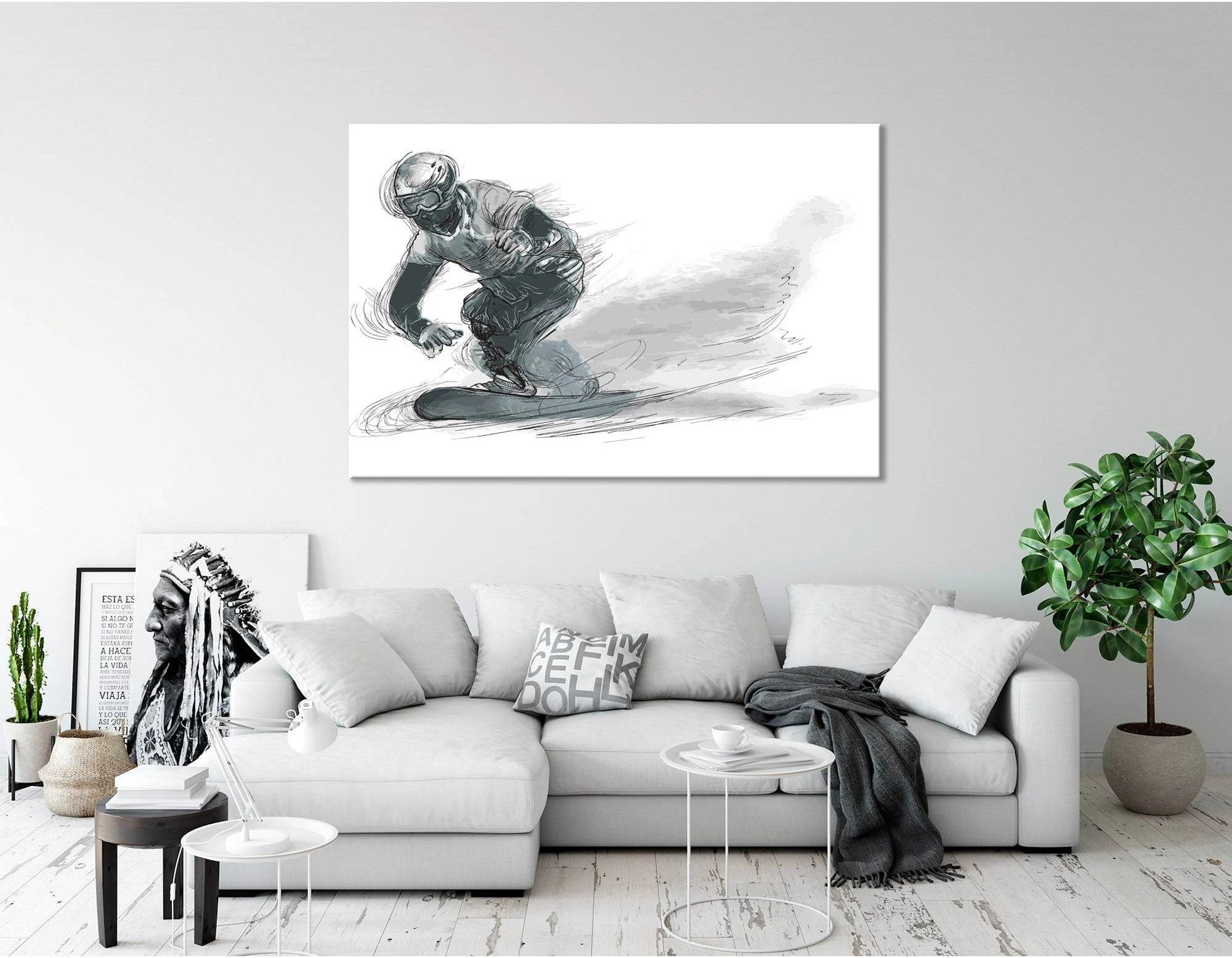 Gray Snowboarder №04436 Ready to Hang Canvas Print - Zellart Canvas Prints ALL_Products