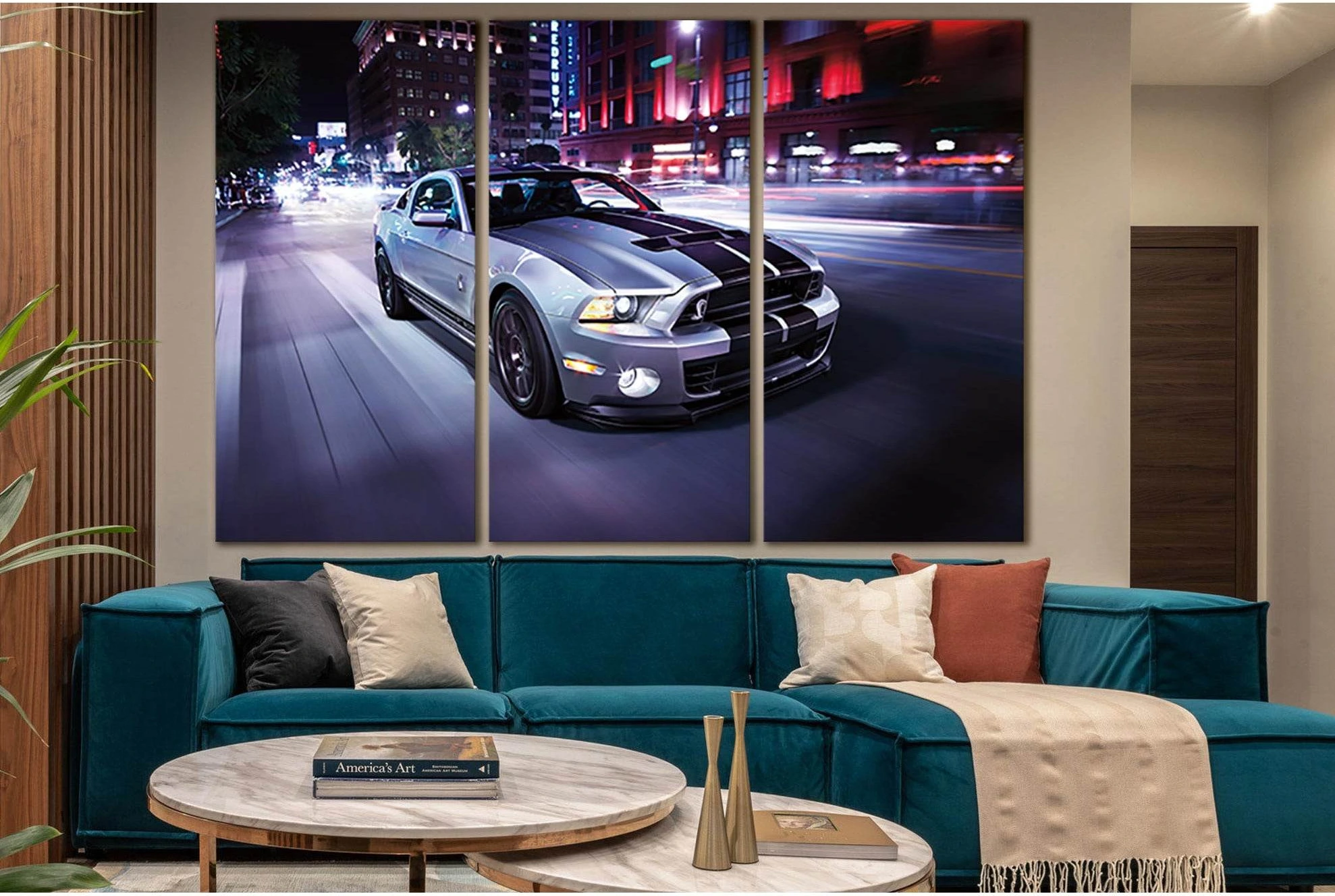 Gray Sports Car At Night №SL1443 Ready to Hang Canvas Print - Zellart Canvas Prints 0new, ALL_Products, Engine