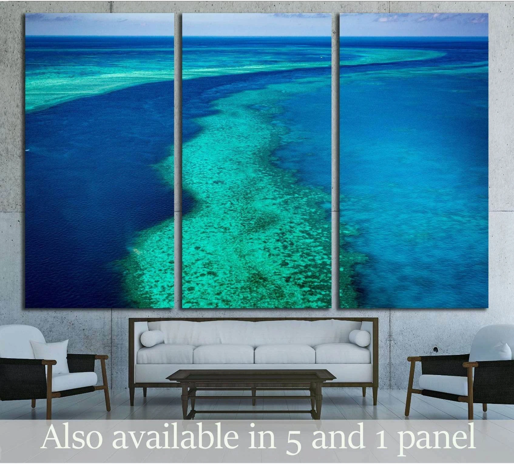 Great Barrier Reef, Queensland, Australia. Airlie beach scenic flight. Hardy Reef №3122 Ready to Hang Canvas Print - Zellart Canvas Prints ALL_Products, s-3122