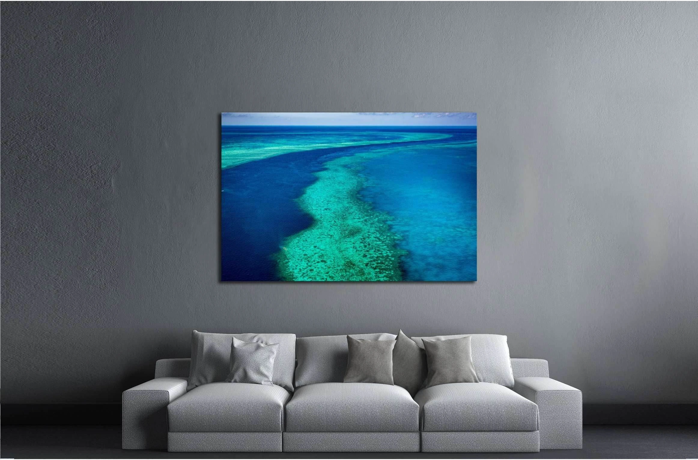 Great Barrier Reef, Queensland, Australia. Airlie beach scenic flight. Hardy Reef №3122 Ready to Hang Canvas Print - Zellart Canvas Prints ALL_Products, s-3122