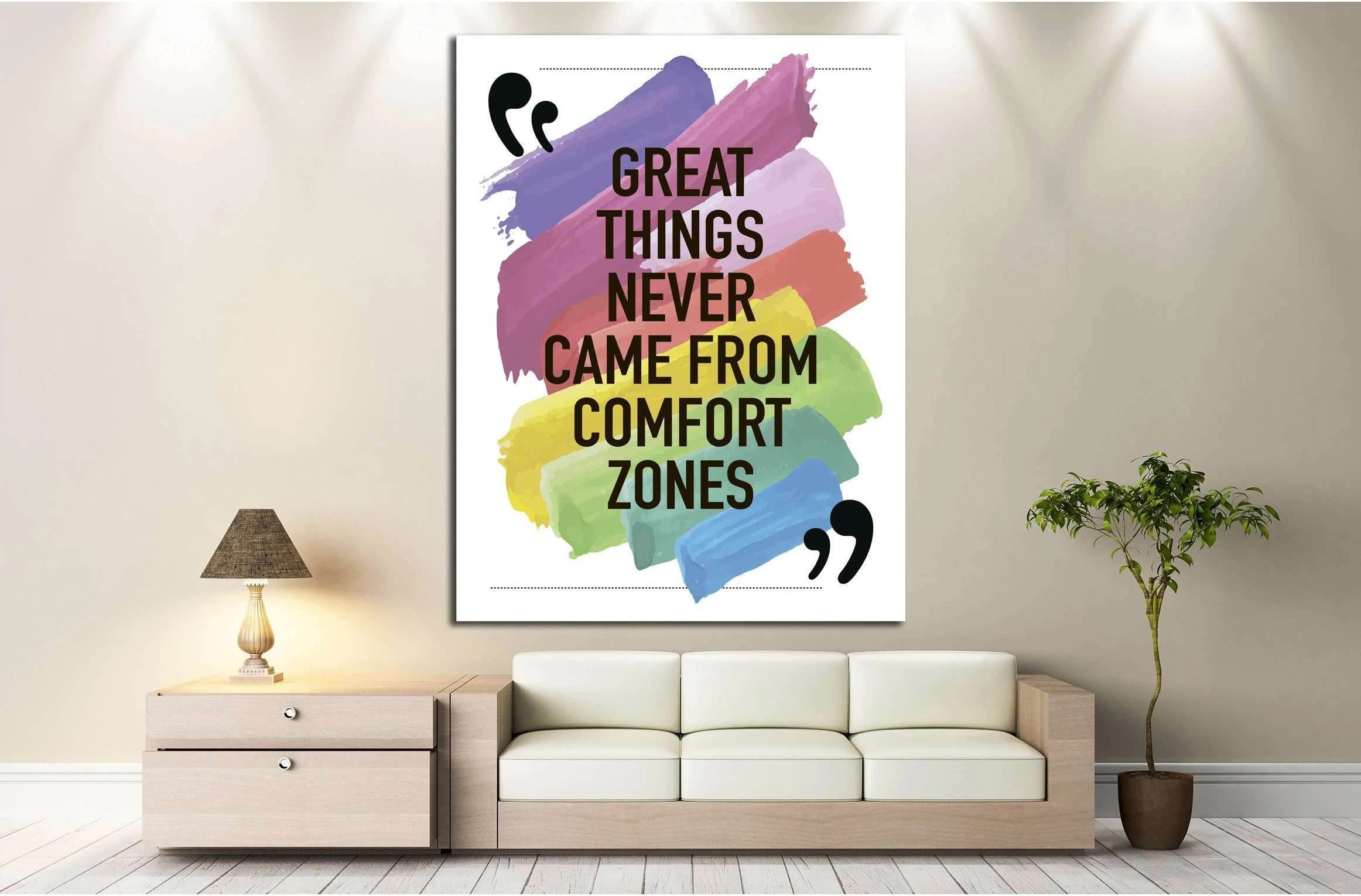 Great things never came from comfort zones Motivational quote №4600 Ready to Hang Canvas Print - Zellart Canvas Prints 000Negative, ALL_Products, Negative, s-4600
