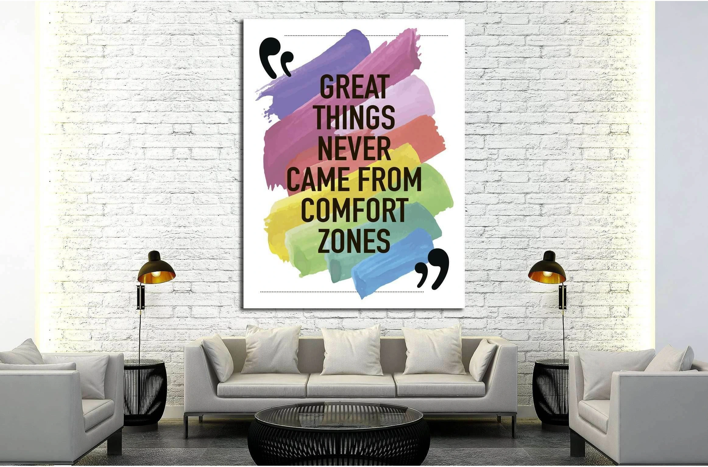 Great things never came from comfort zones Motivational quote №4600 Ready to Hang Canvas Print - Zellart Canvas Prints 000Negative, ALL_Products, Negative, s-4600