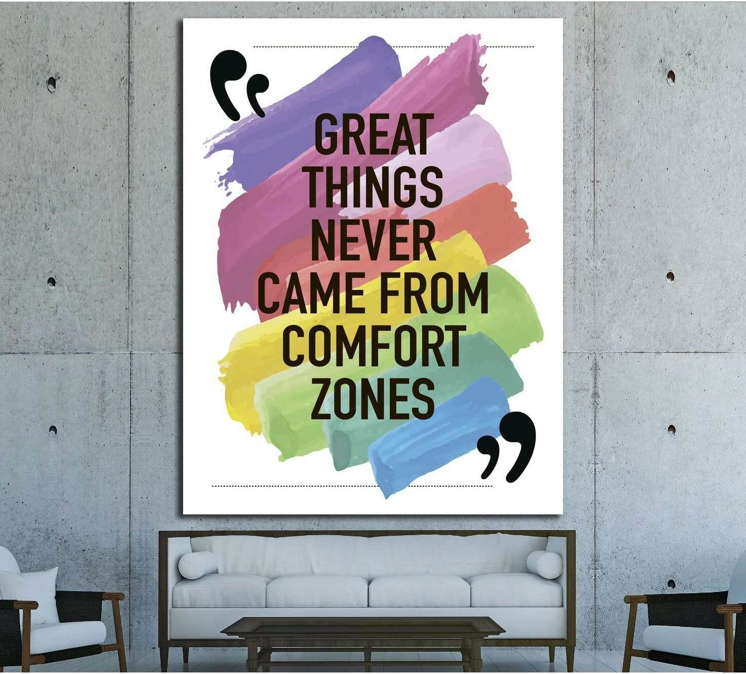 Great things never came from comfort zones Motivational quote №4600 Ready to Hang Canvas Print - Zellart Canvas Prints 000Negative, ALL_Products, Negative, s-4600