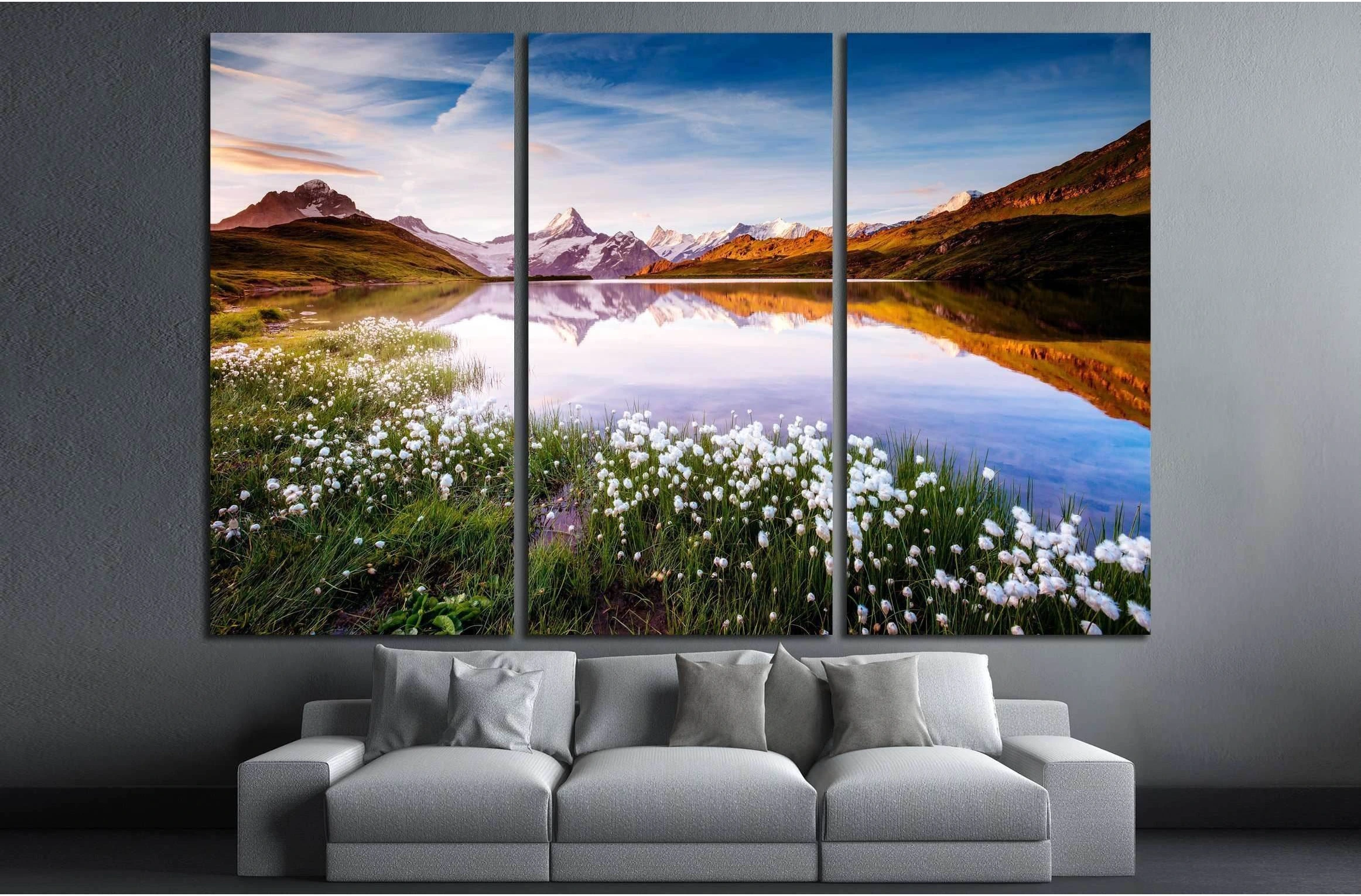Great view of Bernese range above Bachalpsee lake №2921 Ready to Hang Canvas Print - Zellart Canvas Prints ALL_Products, s-2921