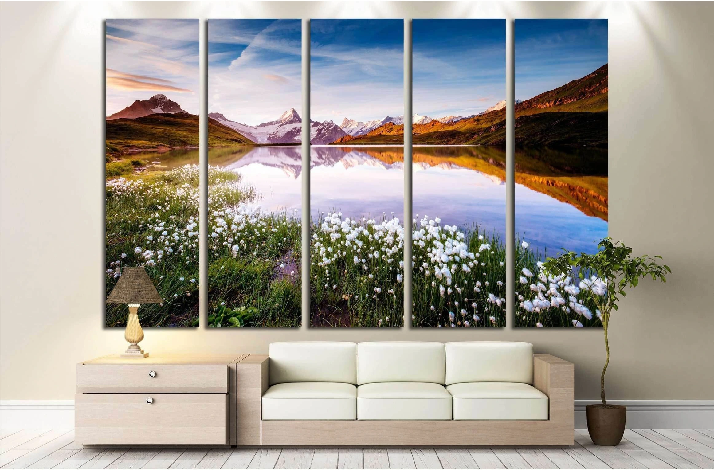 Great view of Bernese range above Bachalpsee lake №2921 Ready to Hang Canvas Print - Zellart Canvas Prints ALL_Products, s-2921