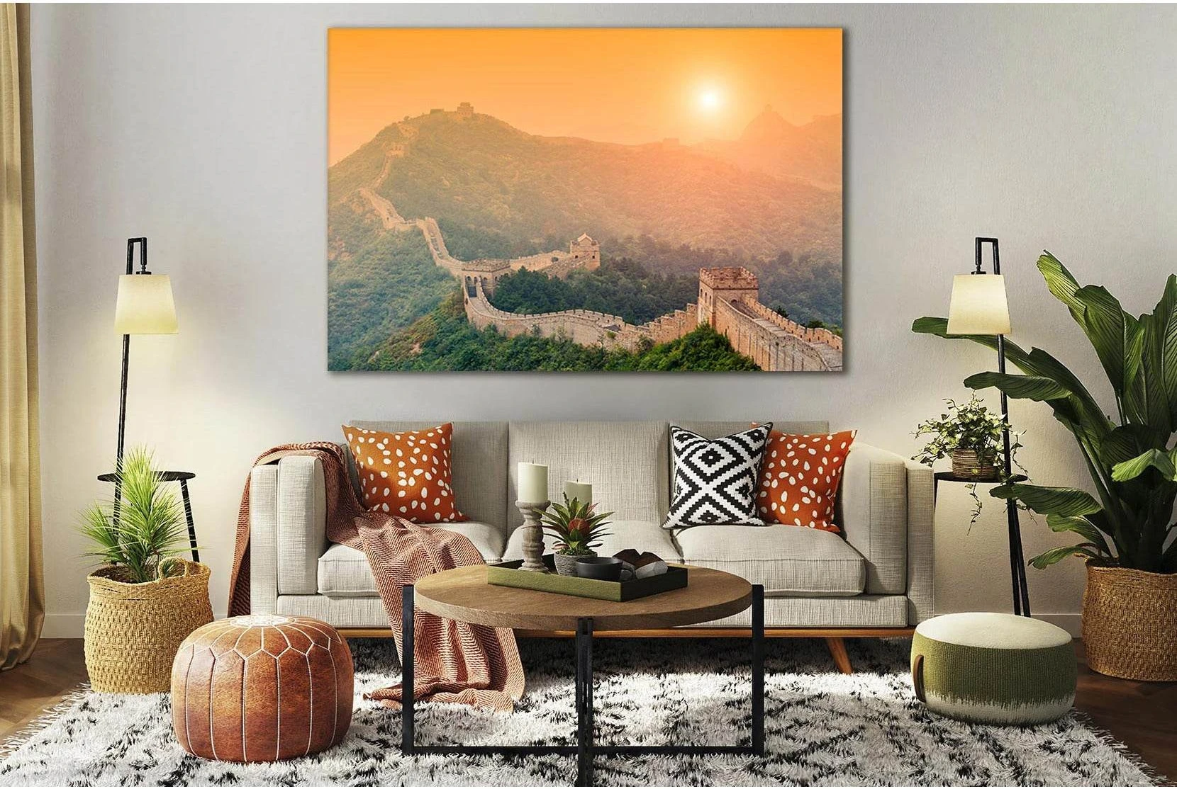 Great Wall Of China Sunrise №SL290 Ready to Hang Canvas Print - Zellart Canvas Prints 0new, ALL_Products, SUNRISE & SUNSET WALL ART