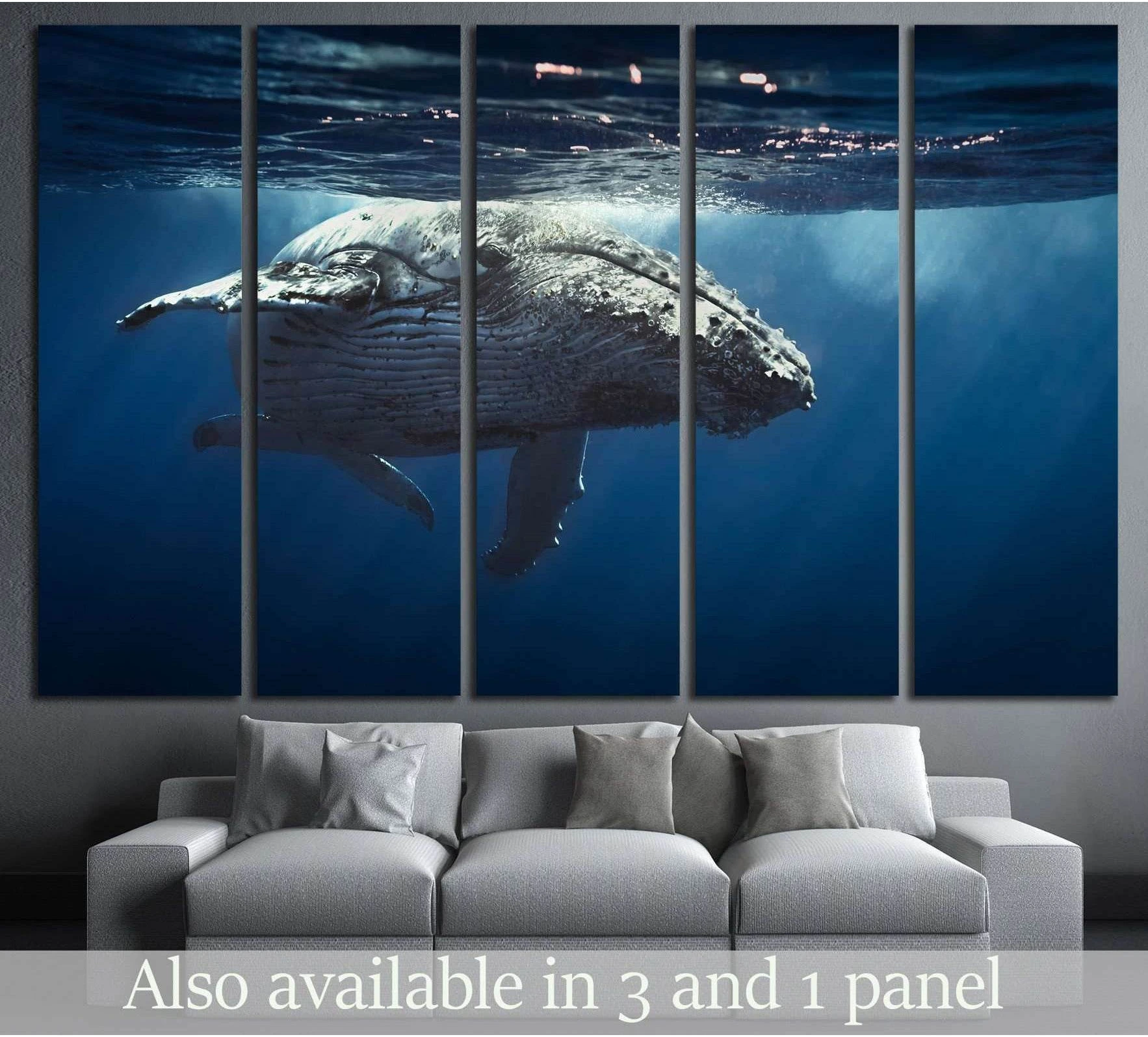Great Whale showing blue ocean wall art with water and coastal depth.