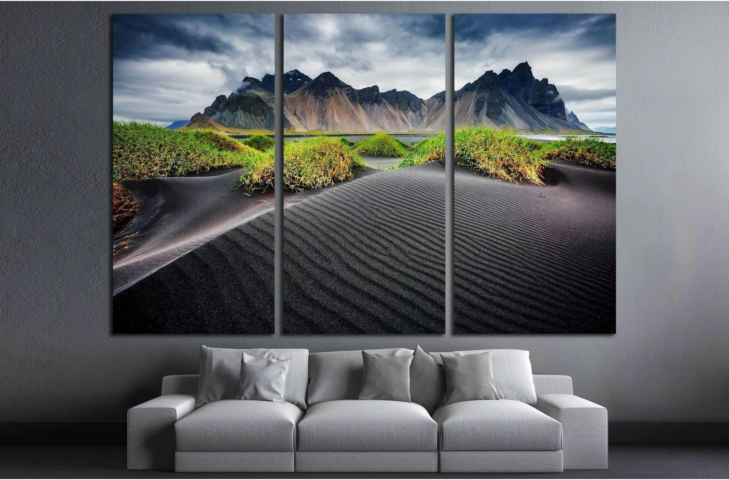 Great wind rippled beach black sand. Picturesque and gorgeous scene №2920 Ready to Hang Canvas Print - Zellart Canvas Prints ALL_Products, s-2920
