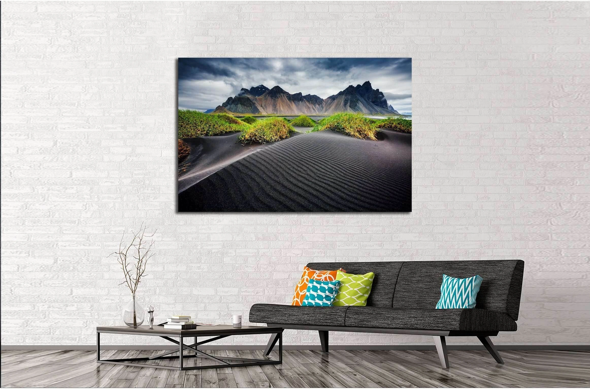 Great wind rippled beach black sand. Picturesque and gorgeous scene №2920 Ready to Hang Canvas Print - Zellart Canvas Prints ALL_Products, s-2920