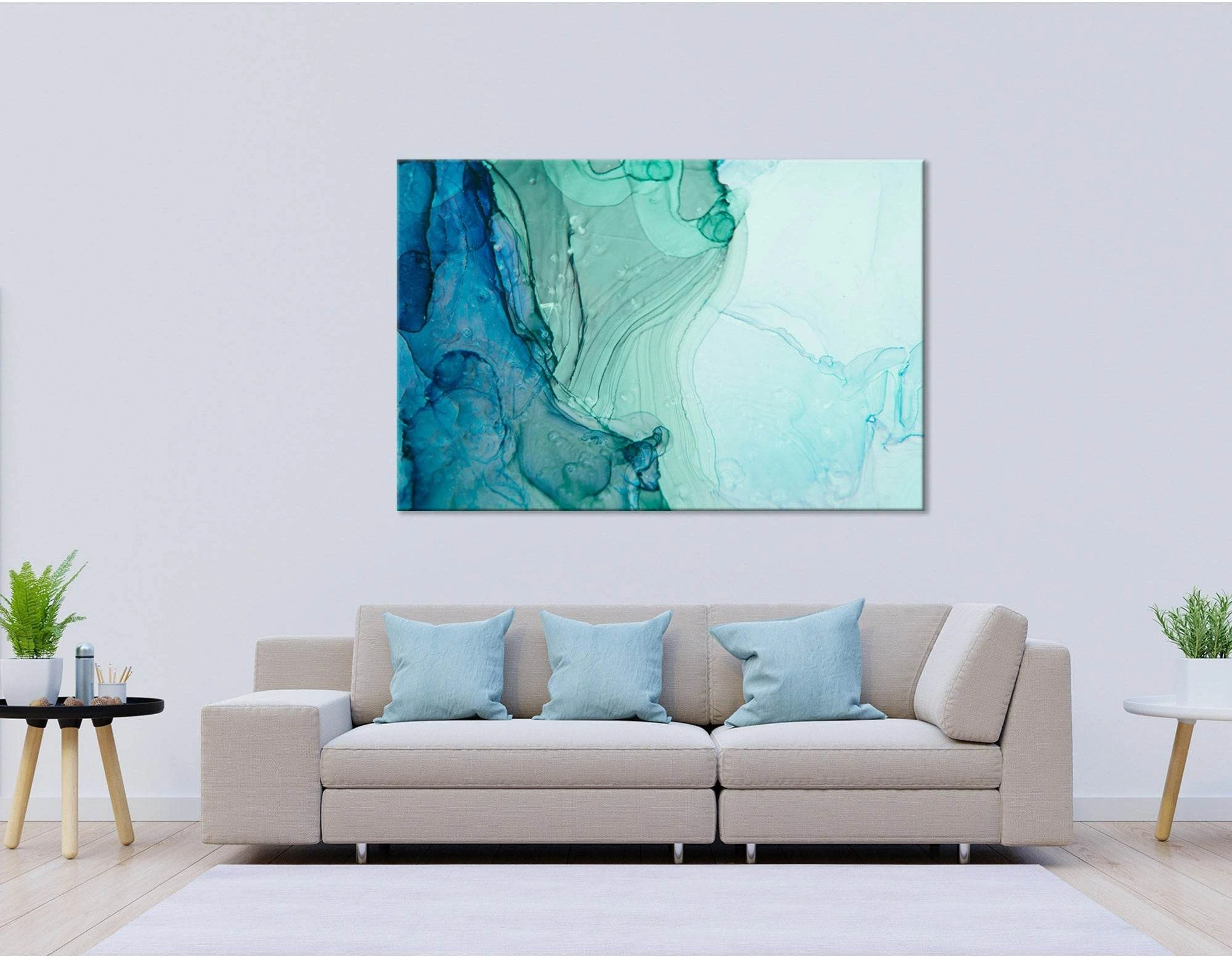 Green And Blue Abstract №04287 Ready to Hang Canvas Print - Zellart Canvas Prints ALL_Products