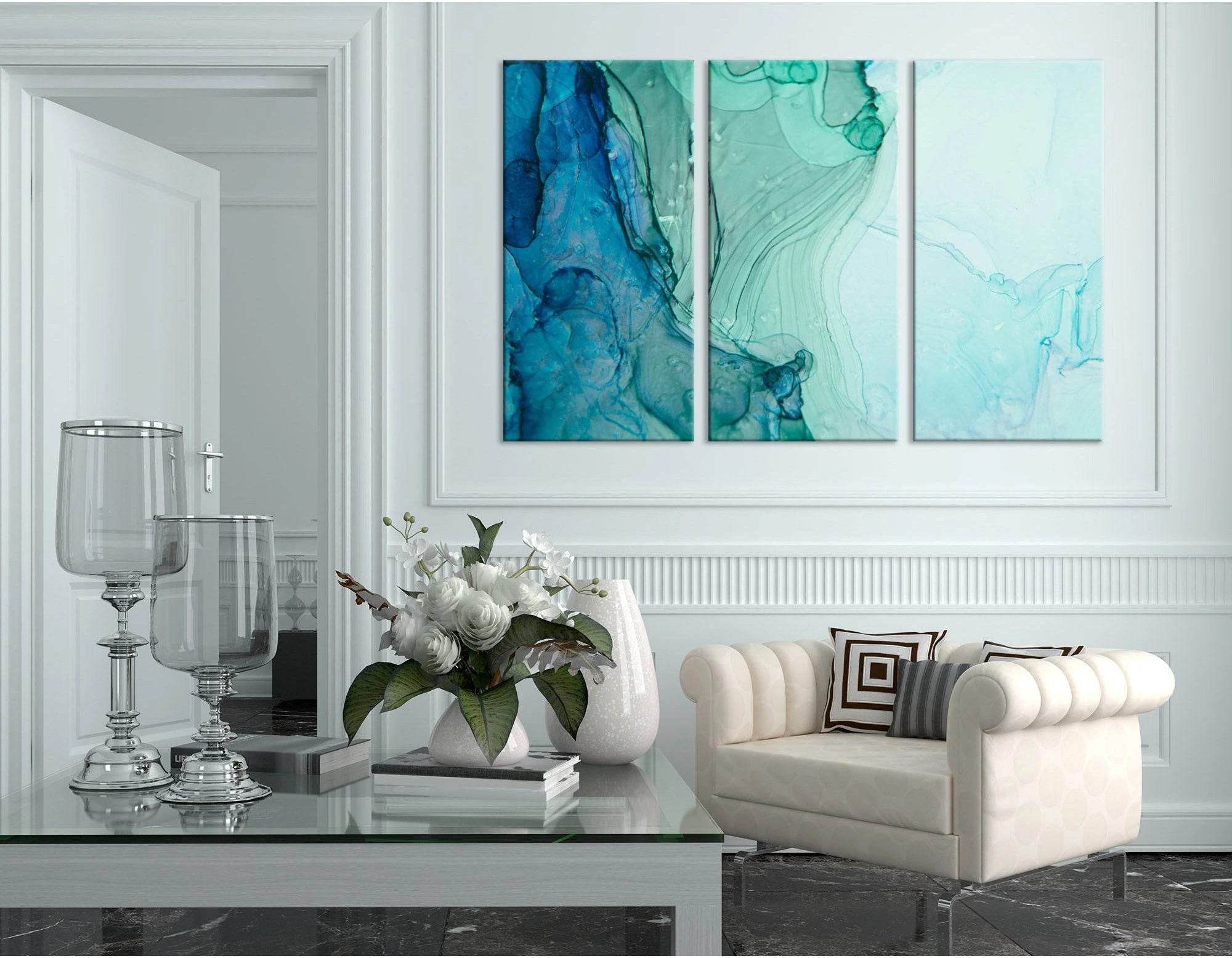 Green And Blue Abstract №04287 Ready to Hang Canvas Print - Zellart Canvas Prints ALL_Products