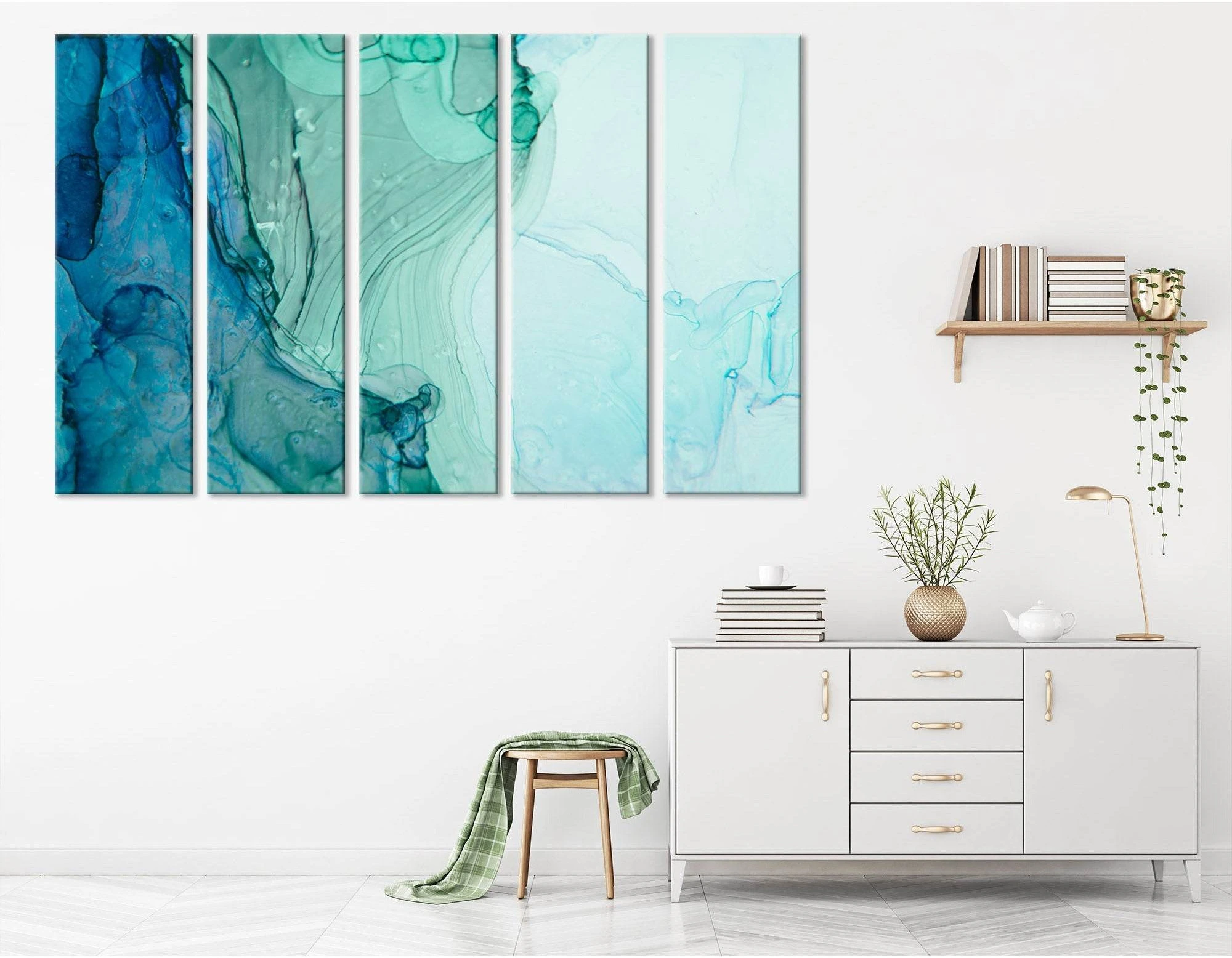Green And Blue Abstract №04287 Ready to Hang Canvas Print - Zellart Canvas Prints ALL_Products