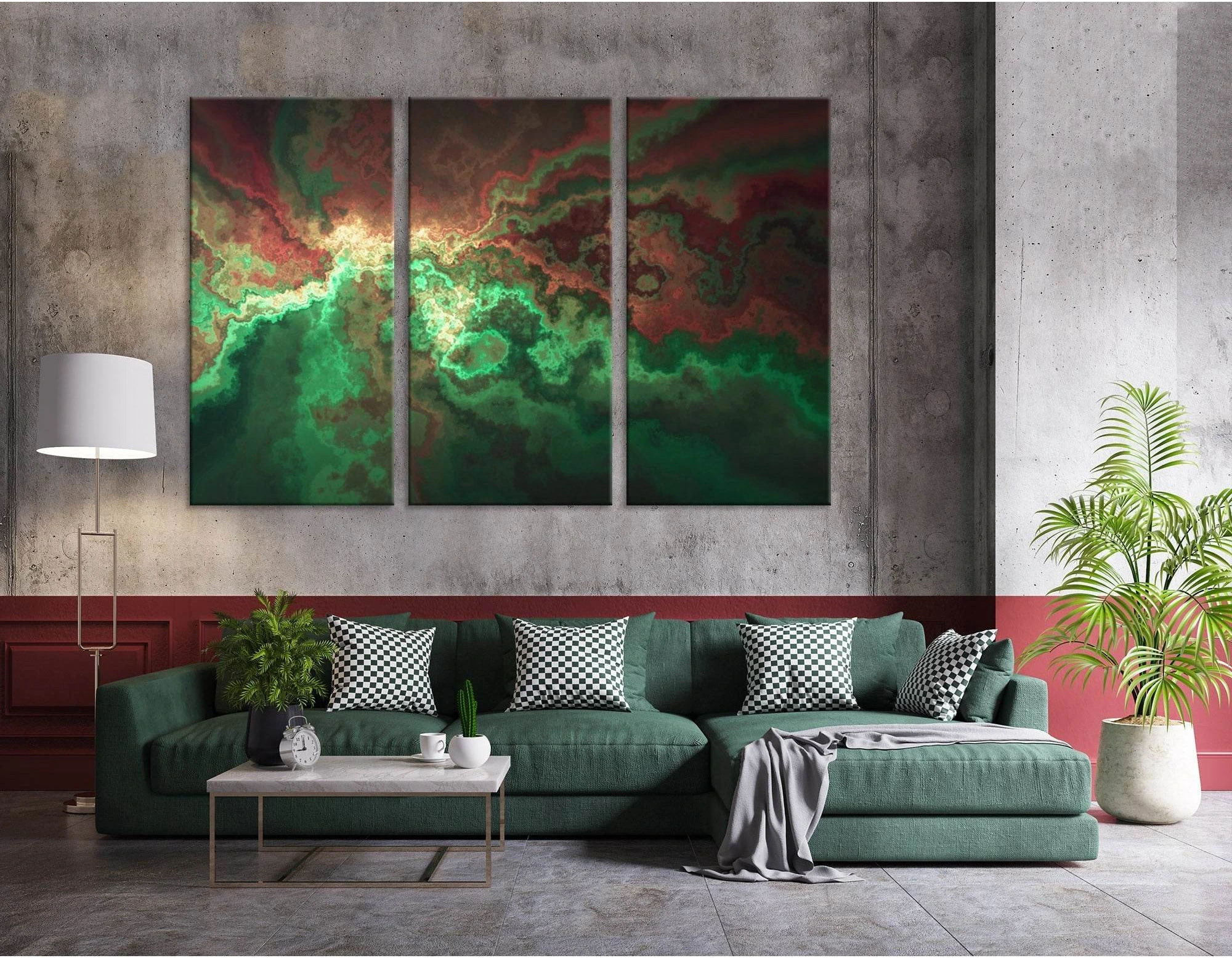 Green And Burgundy Anomaly Abstract №04309 Ready to Hang Canvas Print - Zellart Canvas Prints ALL_Products
