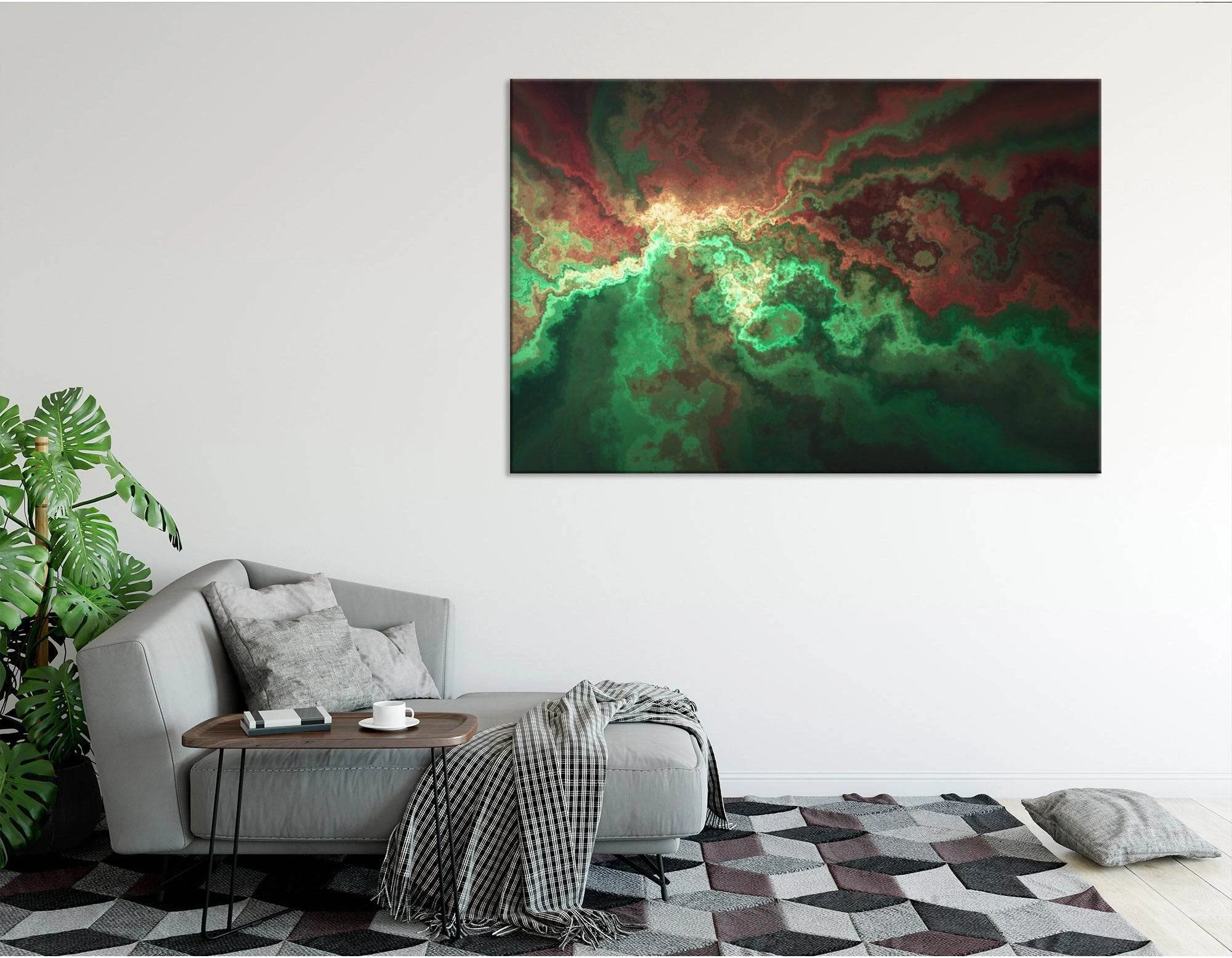 Green And Burgundy Anomaly Abstract №04309 Ready to Hang Canvas Print - Zellart Canvas Prints ALL_Products