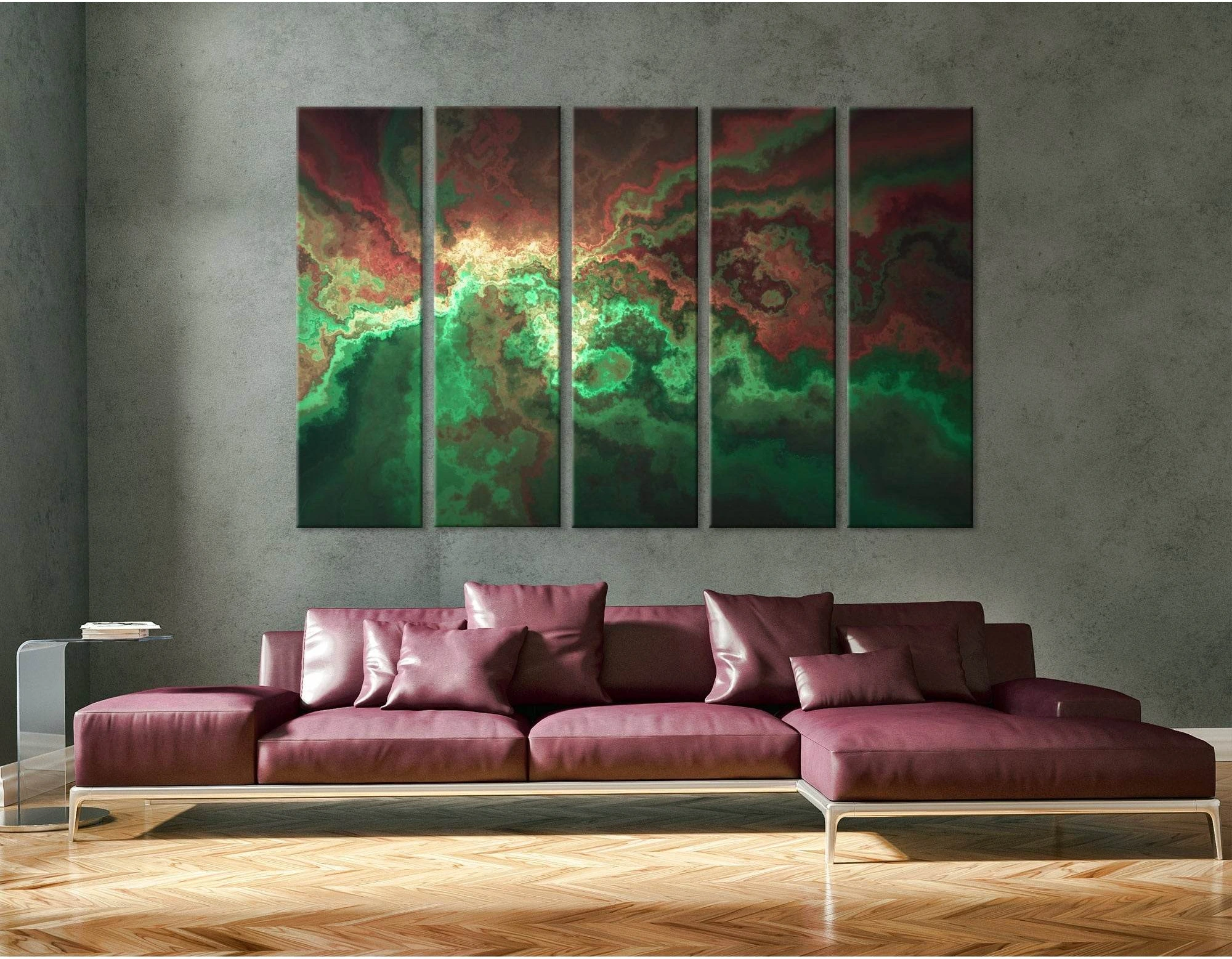 Green And Burgundy Anomaly Abstract №04309 Ready to Hang Canvas Print - Zellart Canvas Prints ALL_Products