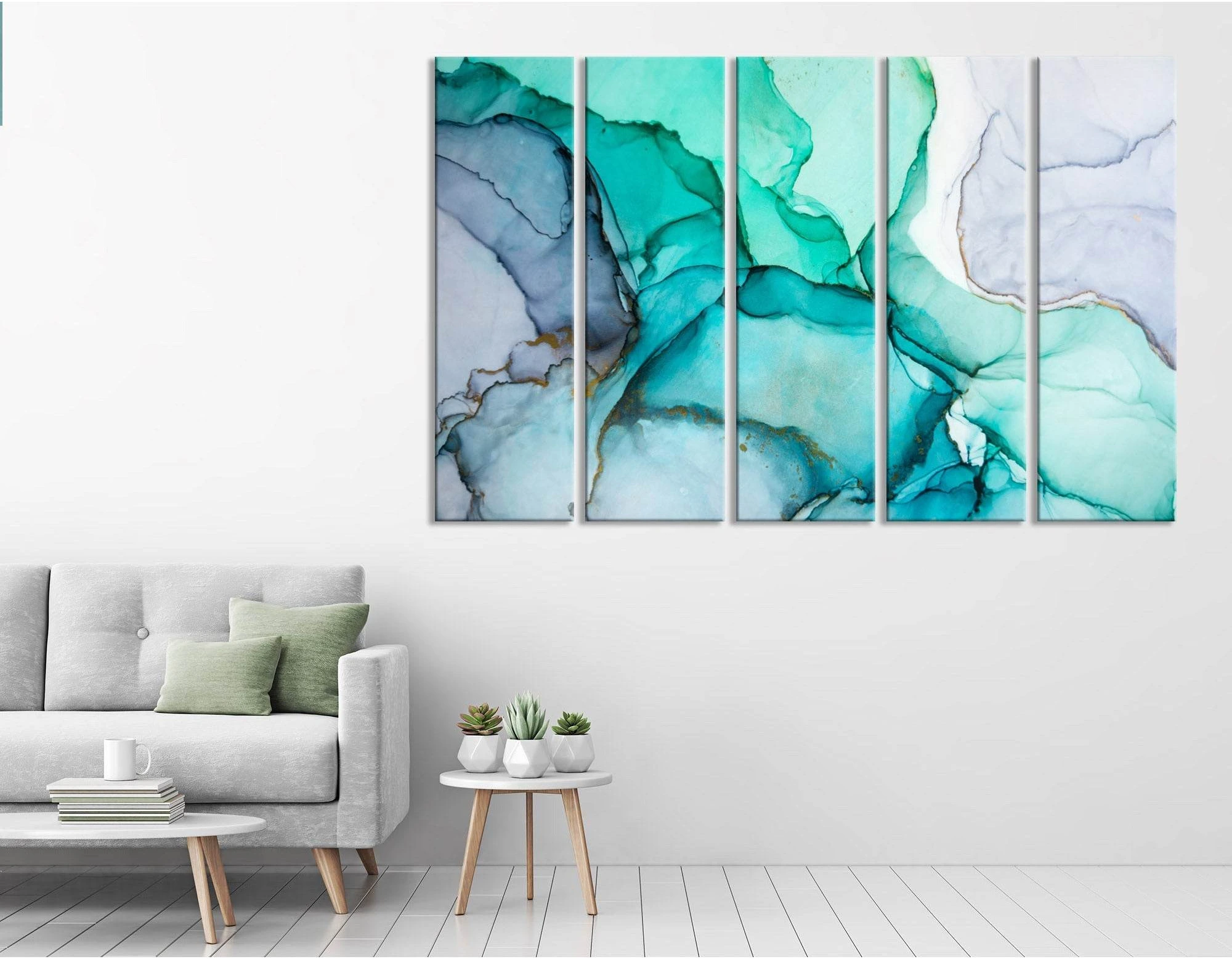 Green, Blue, Purple Modern Abstract №04415 Ready to Hang Canvas Print - Zellart Canvas Prints ALL_Products