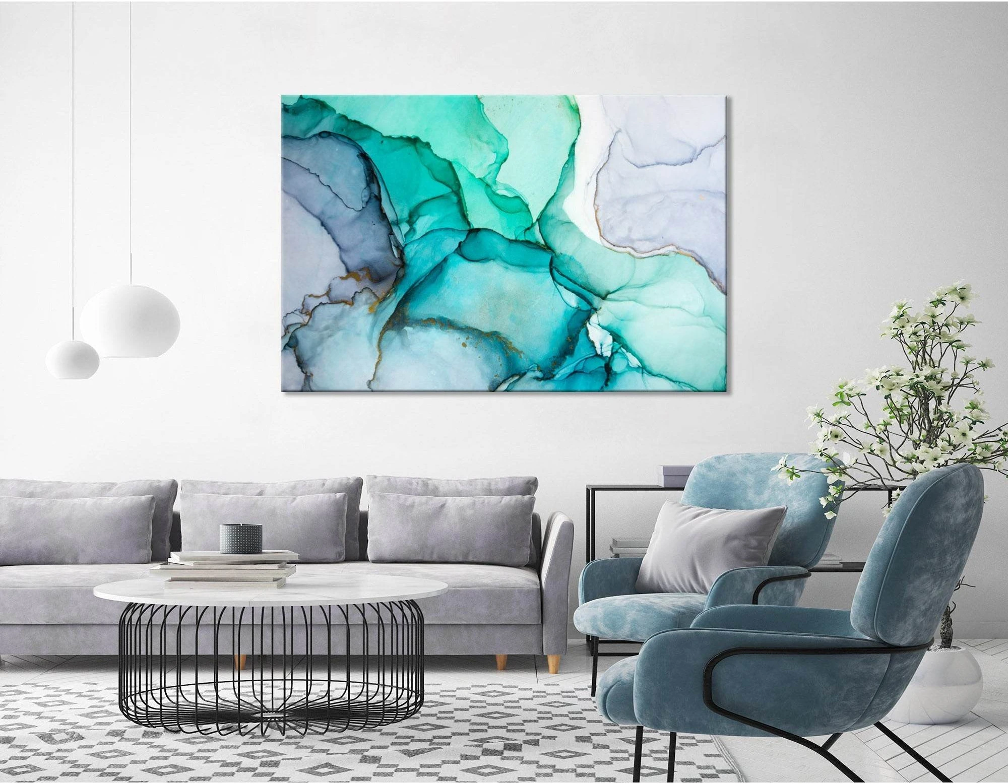 Green, Blue, Purple Modern Abstract №04415 Ready to Hang Canvas Print - Zellart Canvas Prints ALL_Products