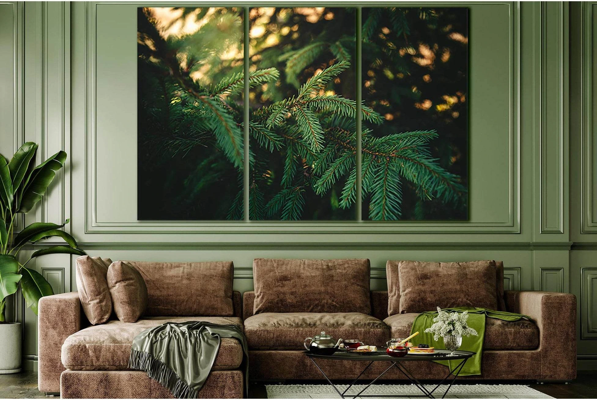 Green Branches Fir Tree №SL819 Ready to Hang Canvas Print - Zellart Canvas Prints 0new, ALL_Products, Trees Wall Art