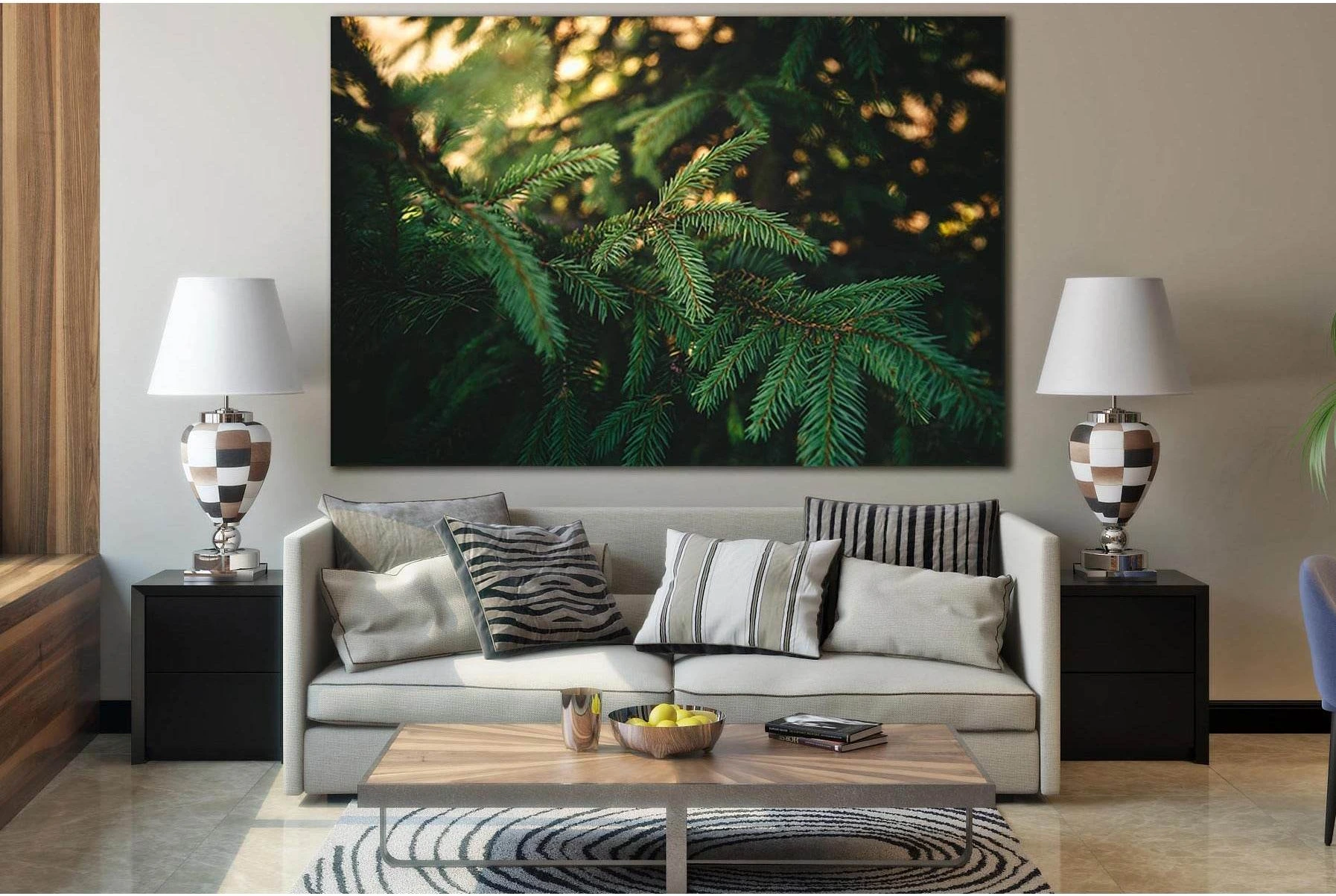 Green Branches Fir Tree №SL819 Ready to Hang Canvas Print - Zellart Canvas Prints 0new, ALL_Products, Trees Wall Art