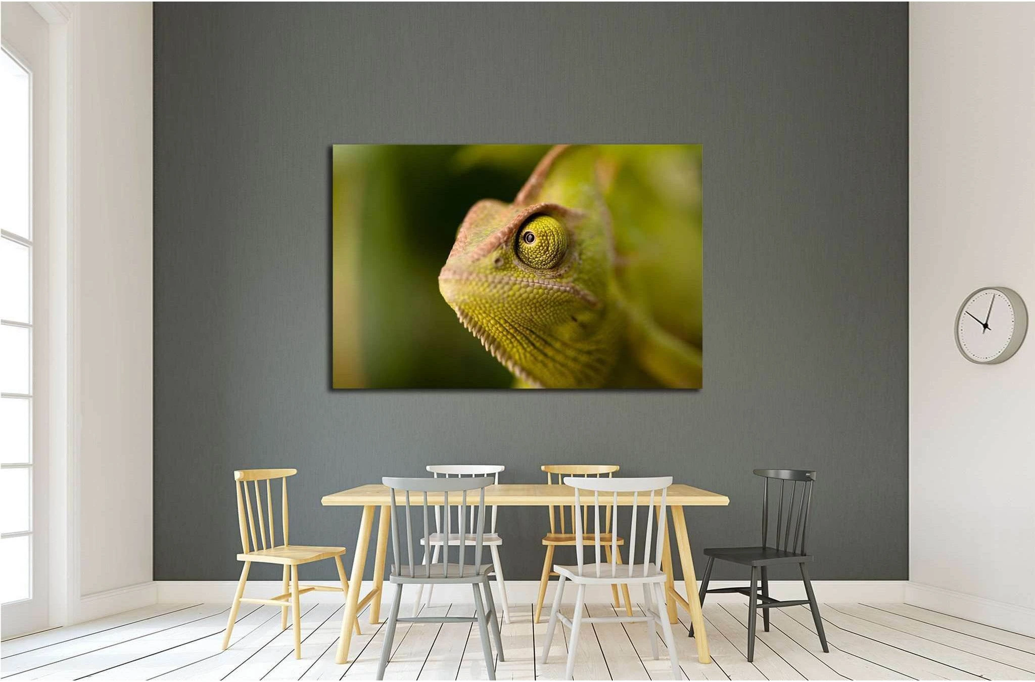 Green chameleon camouflaged by taking colors of its natural background №1829 Ready to Hang Canvas Print - Zellart Canvas Prints ALL_Products, s-1829