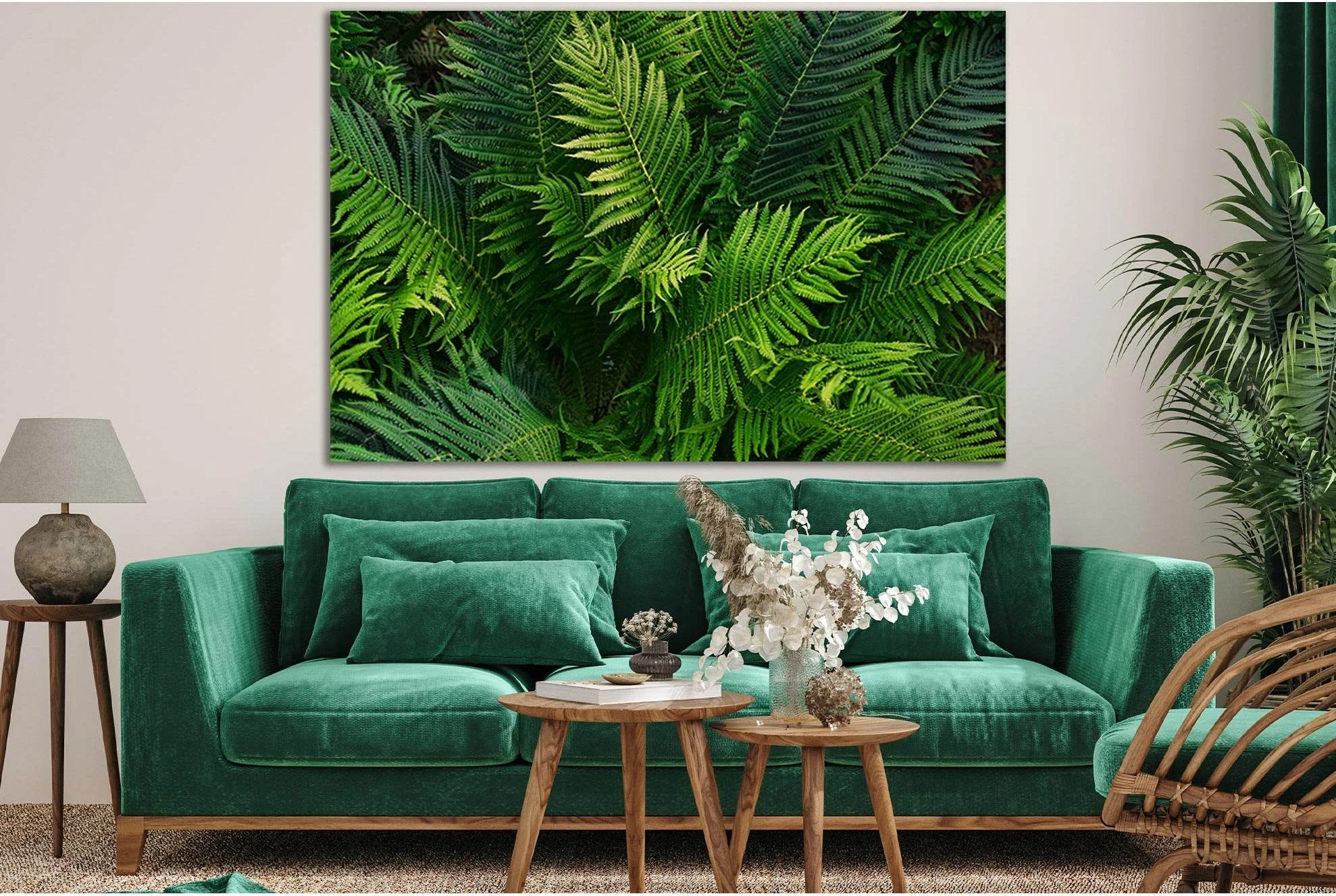 Green Fern Leaves №SL670 Ready to Hang Canvas Print - Zellart Canvas Prints 0new, ALL_Products, Floral & Botanical Wall Art