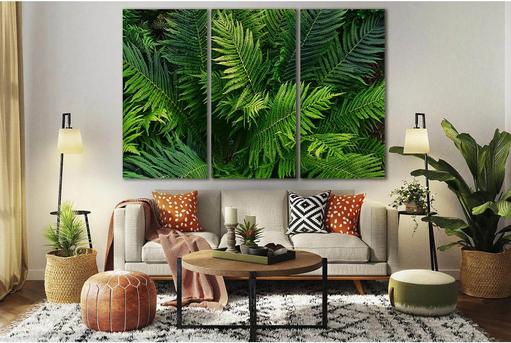 Green Fern Leaves №SL670 Ready to Hang Canvas Print - Zellart Canvas Prints 0new, ALL_Products, Floral & Botanical Wall Art