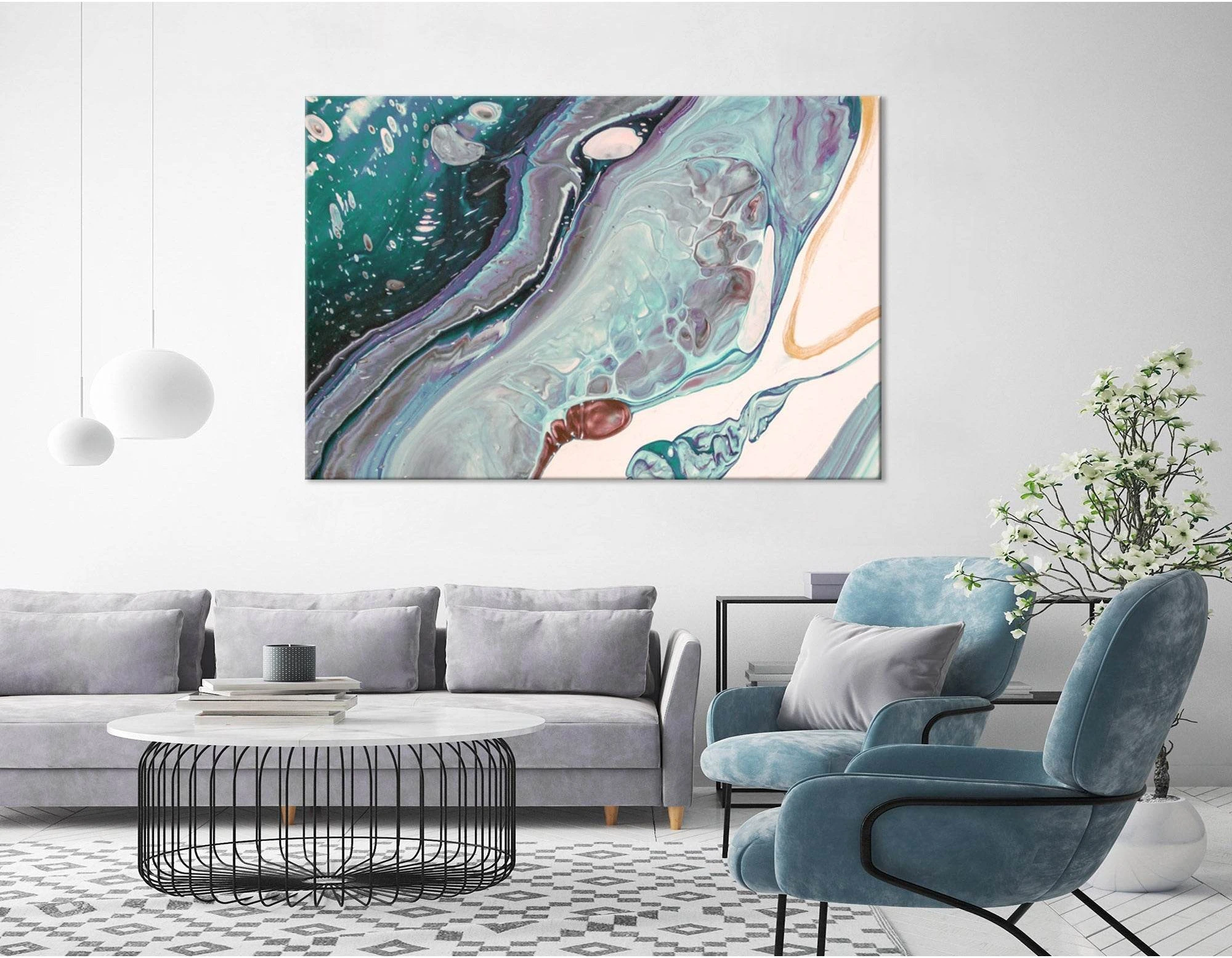 Green, Gray And Purple Abstract №04293 Ready to Hang Canvas Print - Zellart Canvas Prints ALL_Products