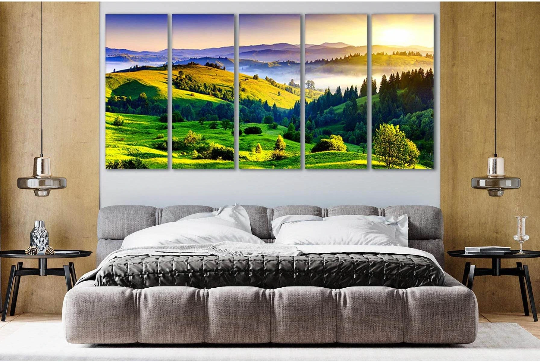 Green Hills At Dawn №SL206 Ready to Hang Canvas Print - Zellart Canvas Prints 0new, ALL_Products, SUNRISE & SUNSET WALL ART