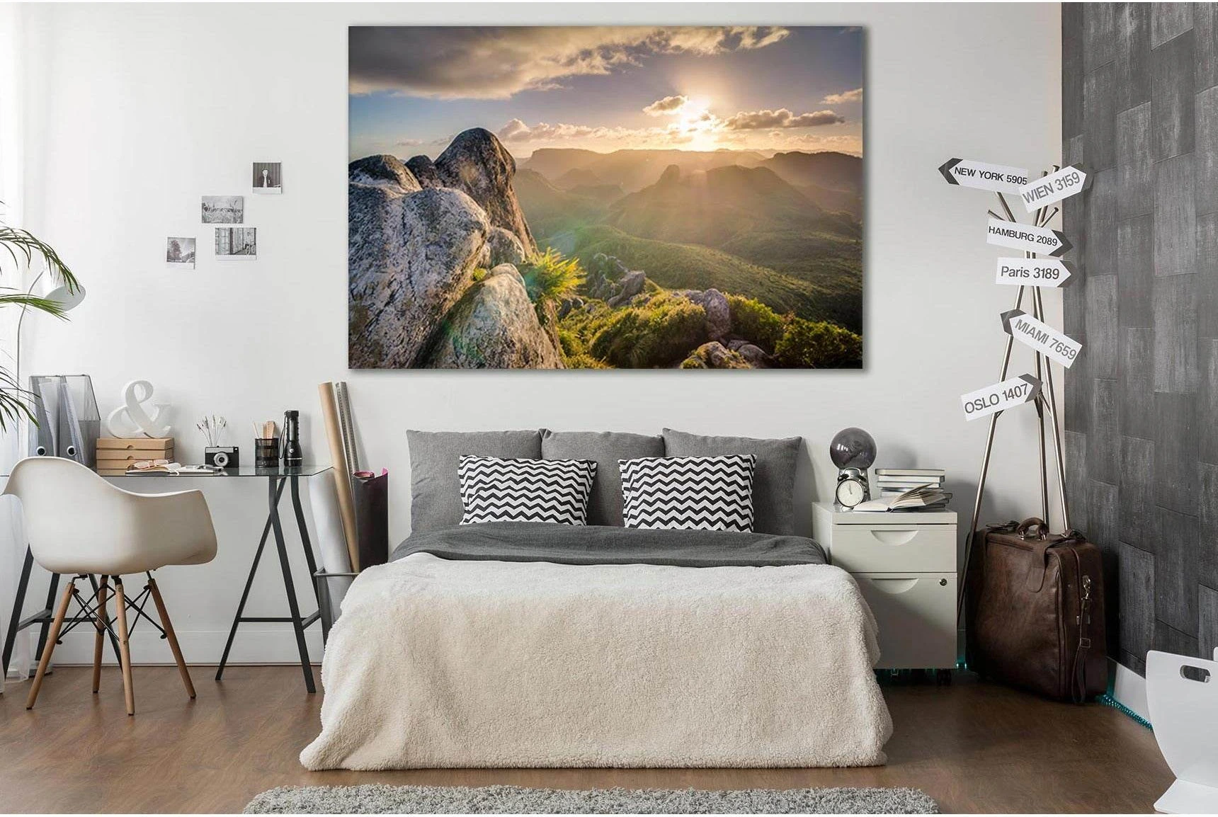 Green Mountain Landscape Dawn №SL263 Ready to Hang Canvas Print - Zellart Canvas Prints 0new, ALL_Products, SUNRISE & SUNSET WALL ART
