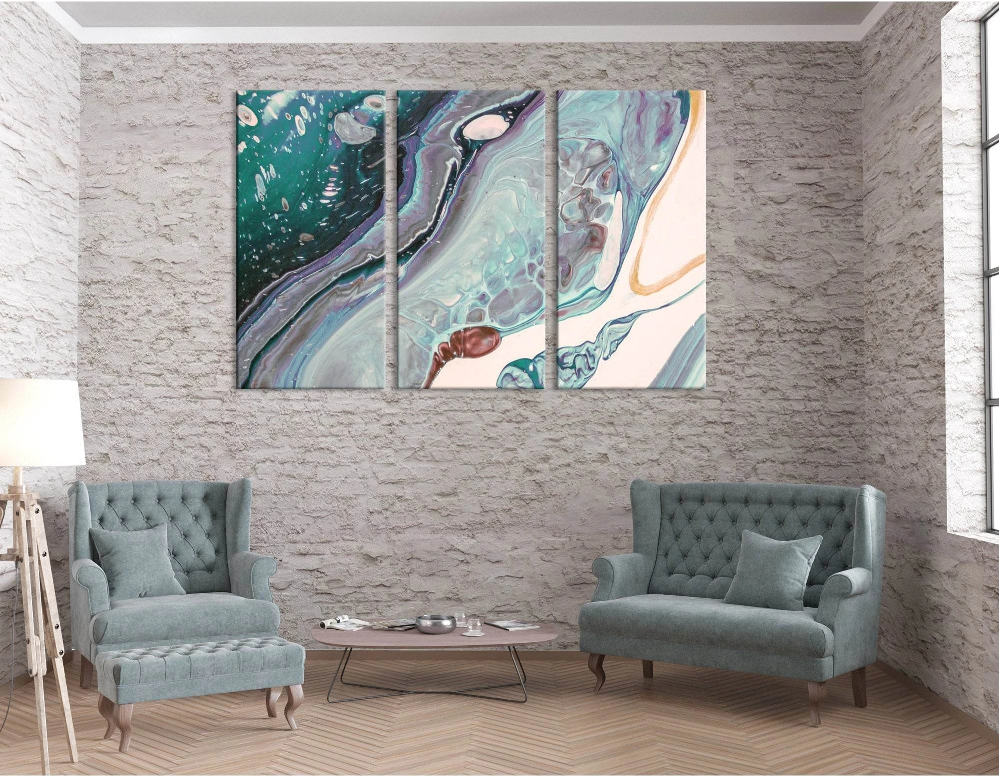 Green, Purple And gray Abstract №04124 Ready to Hang Canvas Print - Zellart Canvas Prints ALL_Products