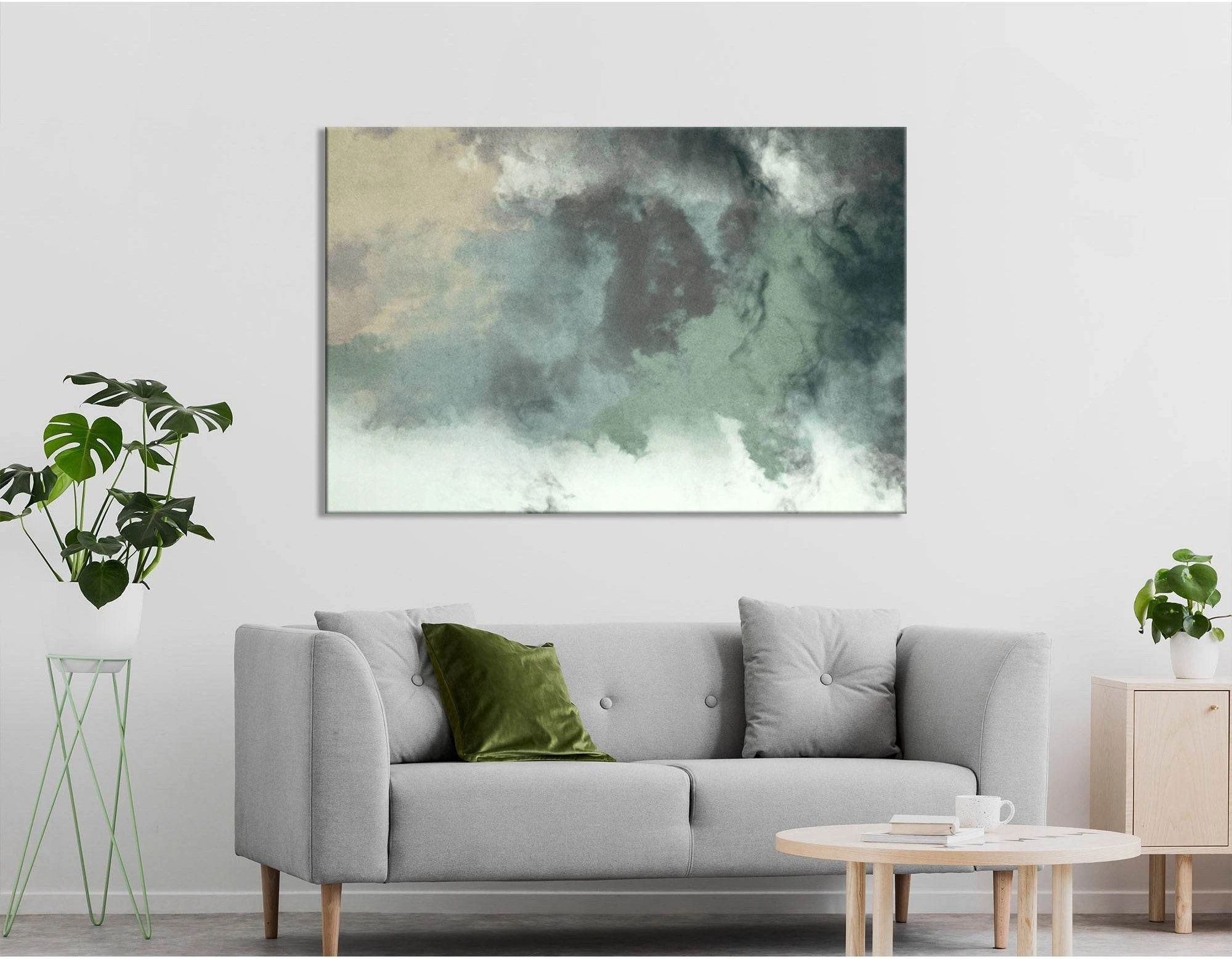 Green Smoke Abstarct №04370 Ready to Hang Canvas Print - Zellart Canvas Prints ALL_Products