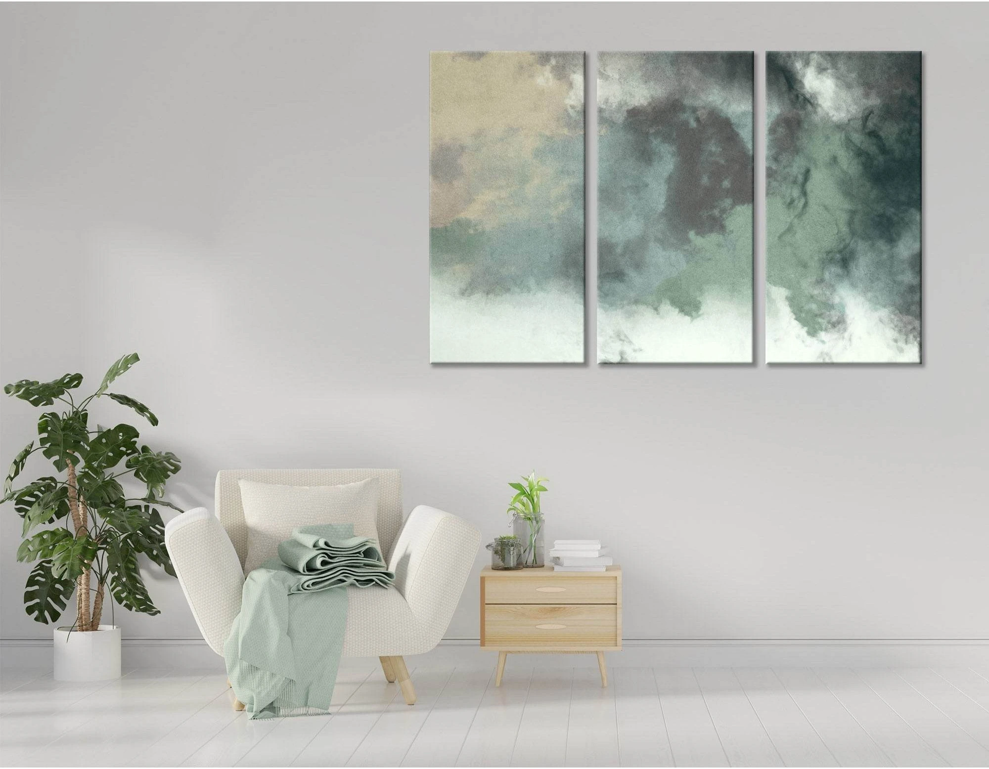 Green Smoke Abstarct №04370 Ready to Hang Canvas Print - Zellart Canvas Prints ALL_Products