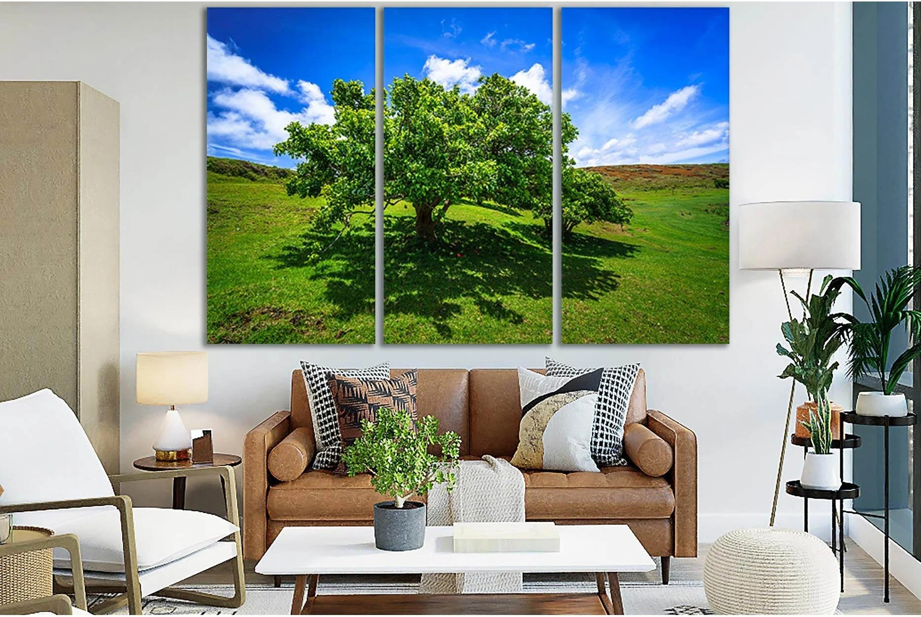 Green Tree In The Summer Day №SL1056 Ready to Hang Canvas Print - Zellart Canvas Prints 0new, ALL_Products, Trees Wall Art
